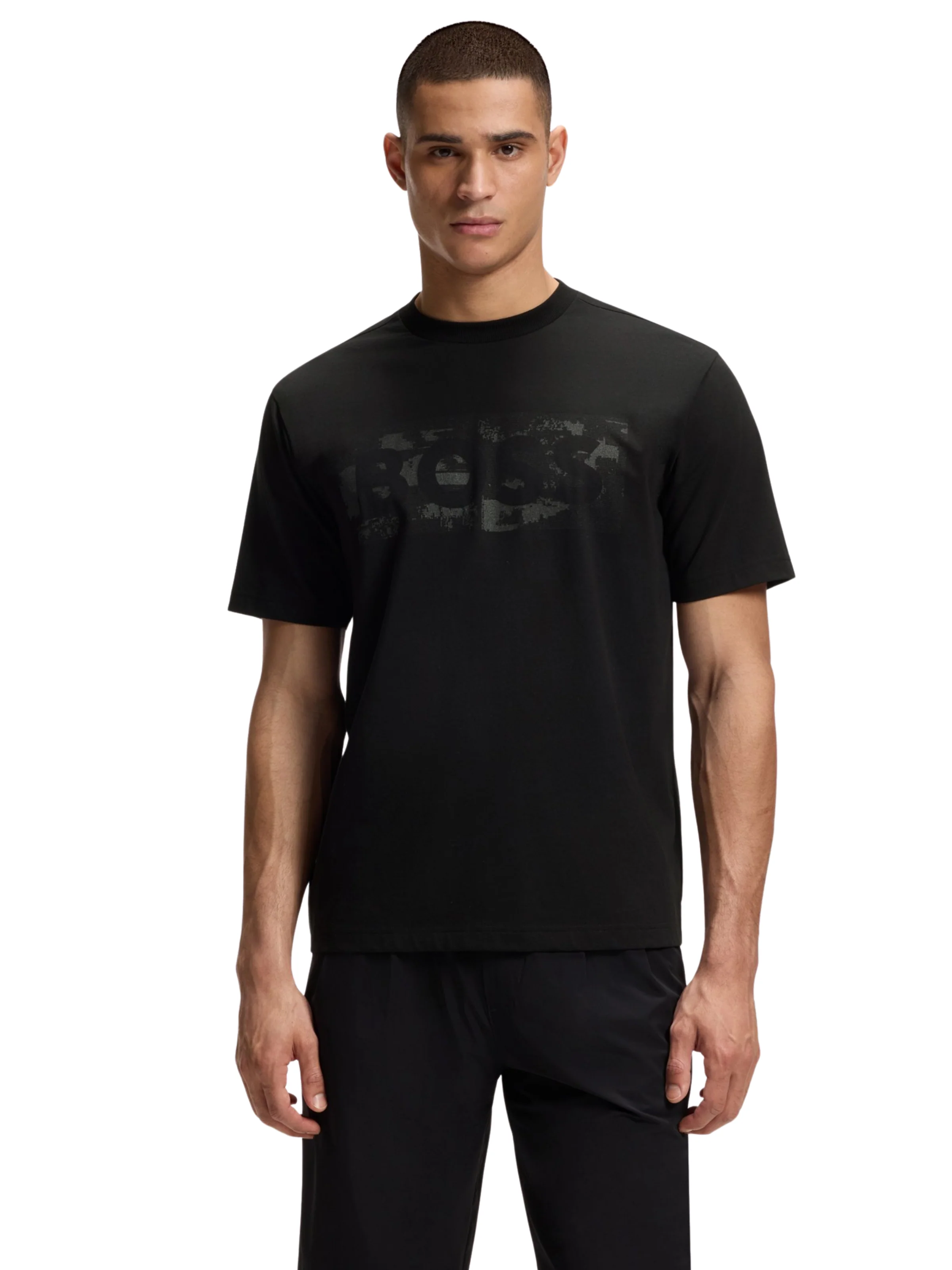 T-Shirt Boss nera con grafica con logo - Image 2