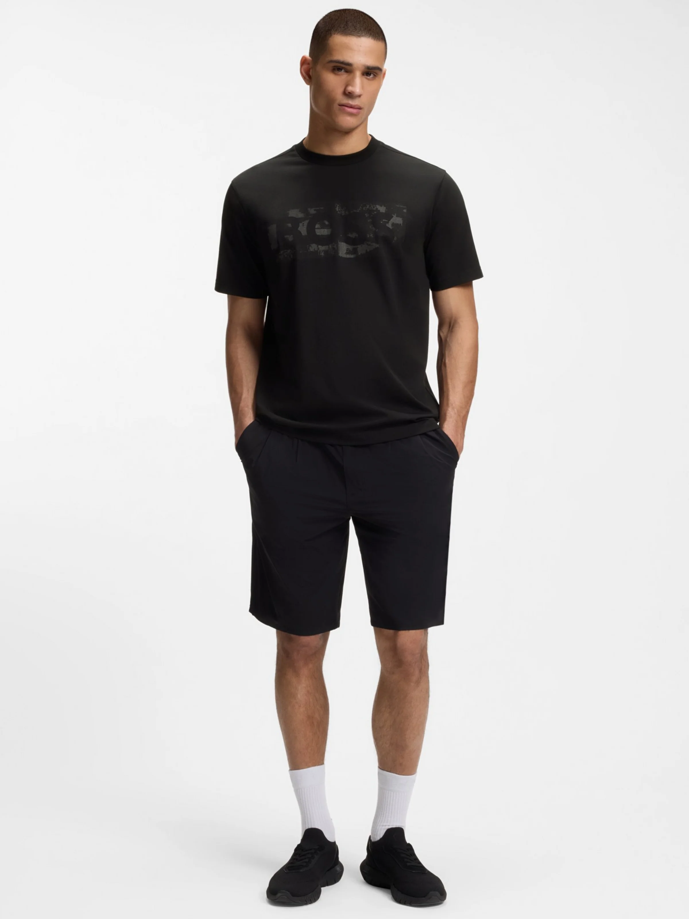 T-Shirt Boss nera con grafica con logo - Image 4