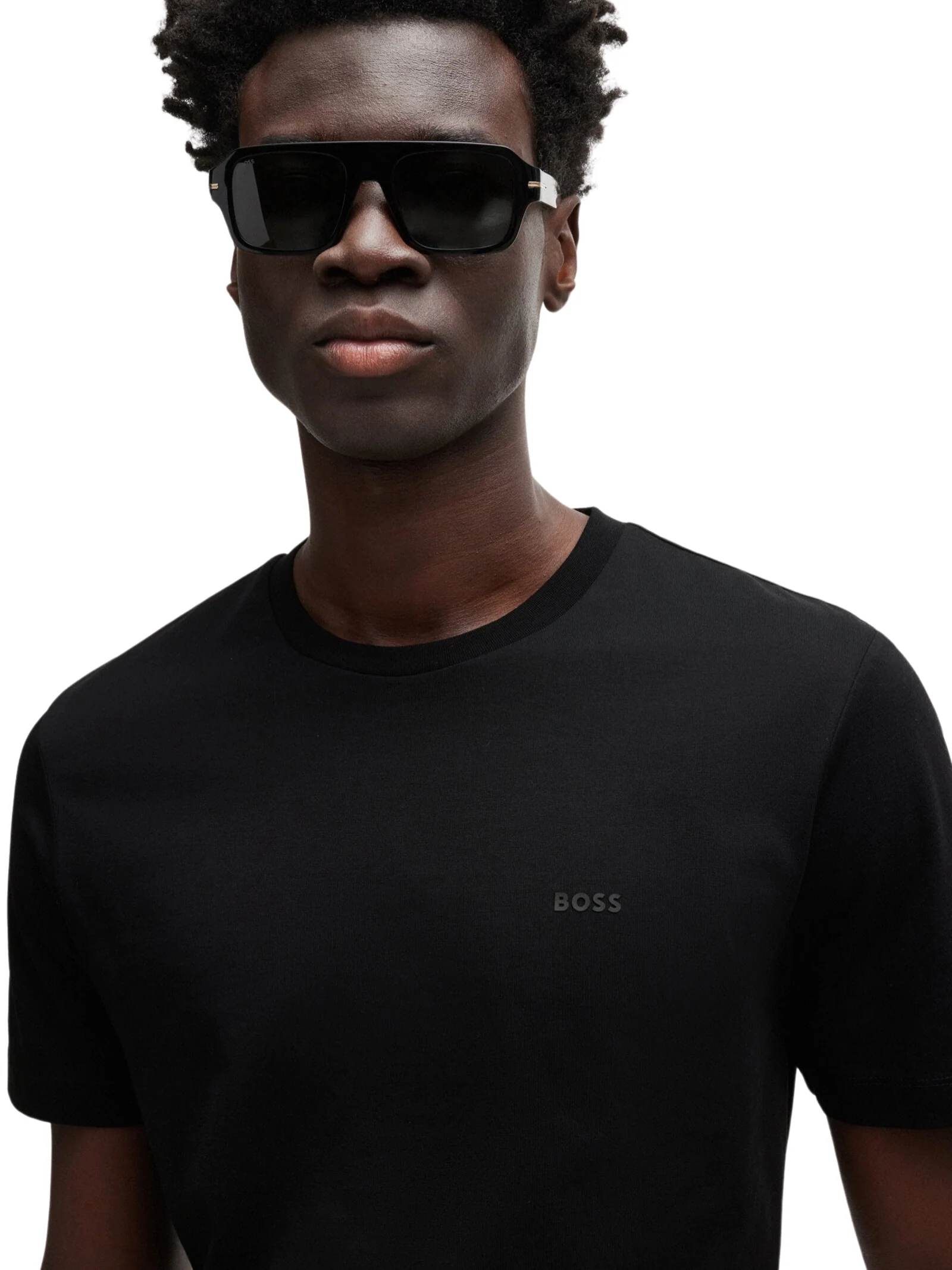 T-Shirt Boss nera con logo stampato in gomma - Image 2