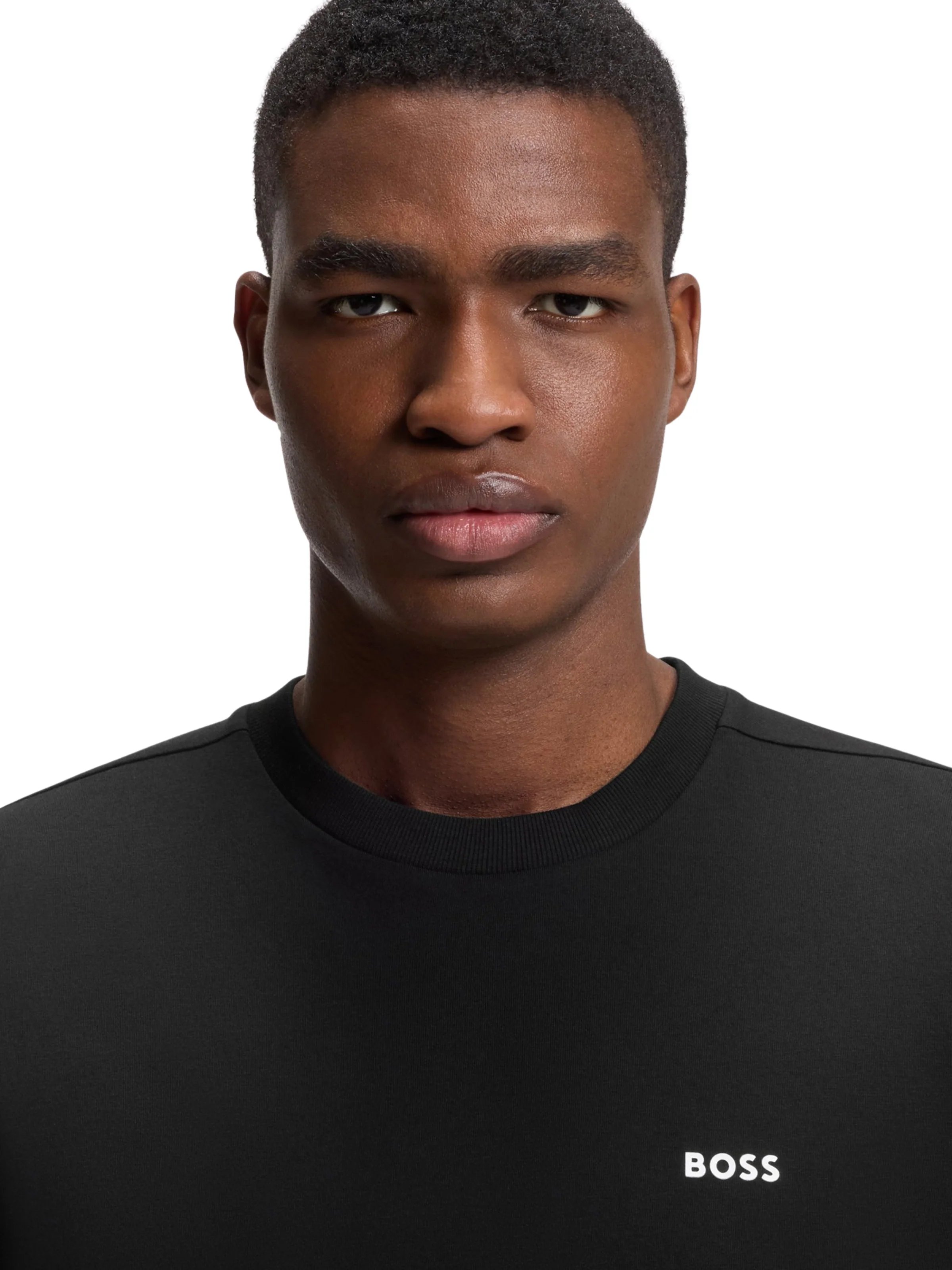 T-Shirt Boss nera in cotone elasticizzato con logo - Image 3