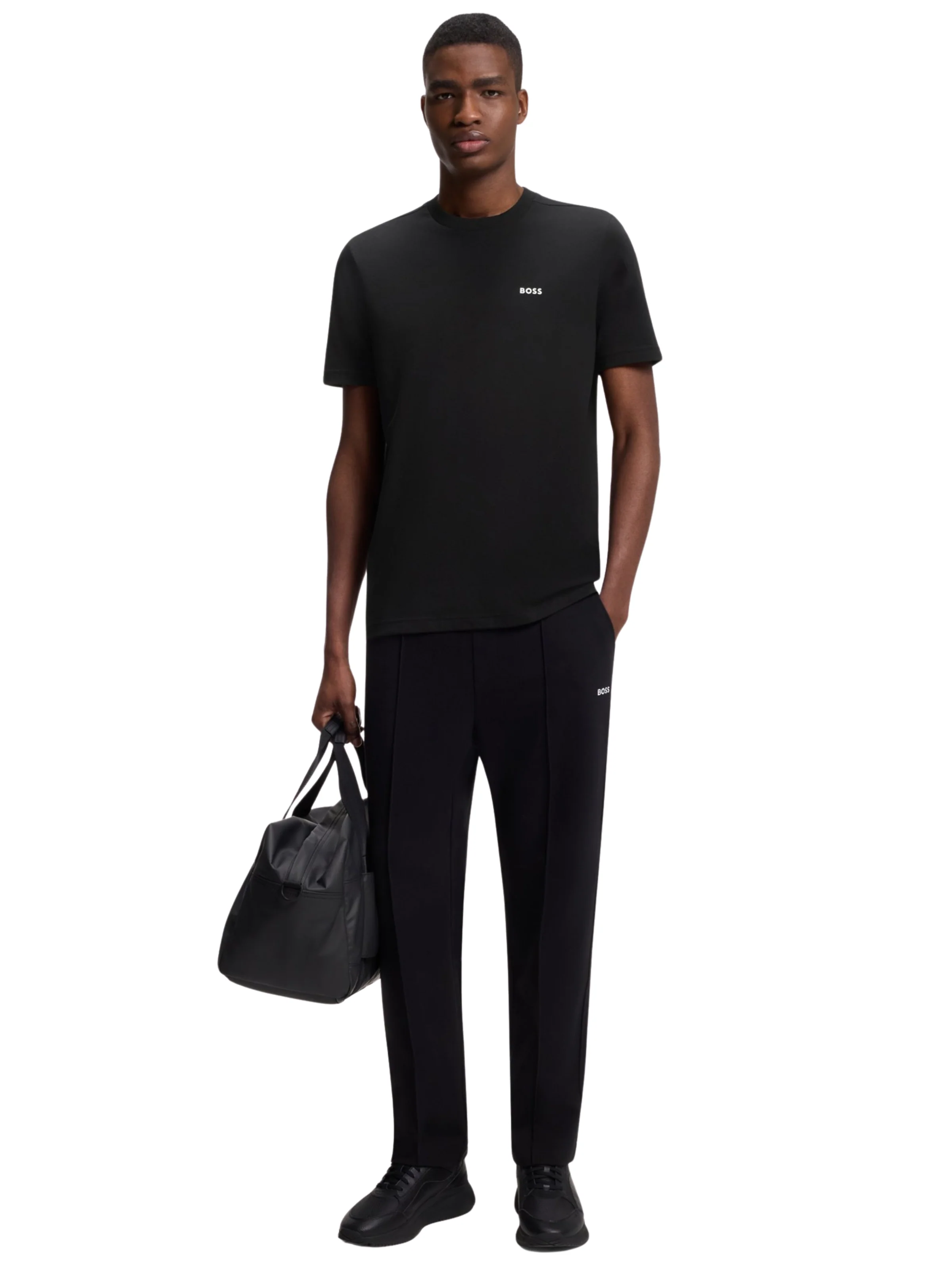 T-Shirt Boss nera in cotone elasticizzato con logo - Image 4