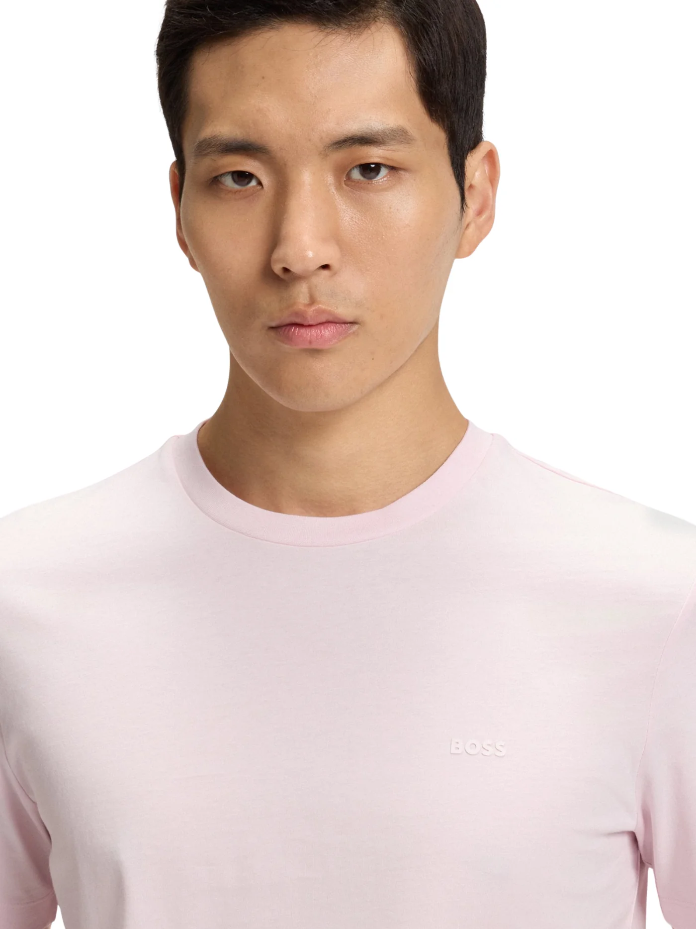 T-Shirt Boss rosa con logo tono su tono - Image 2