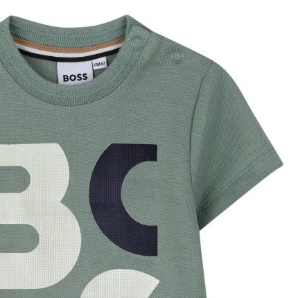 T-Shirt Boss verde con logo frontale - Image 3