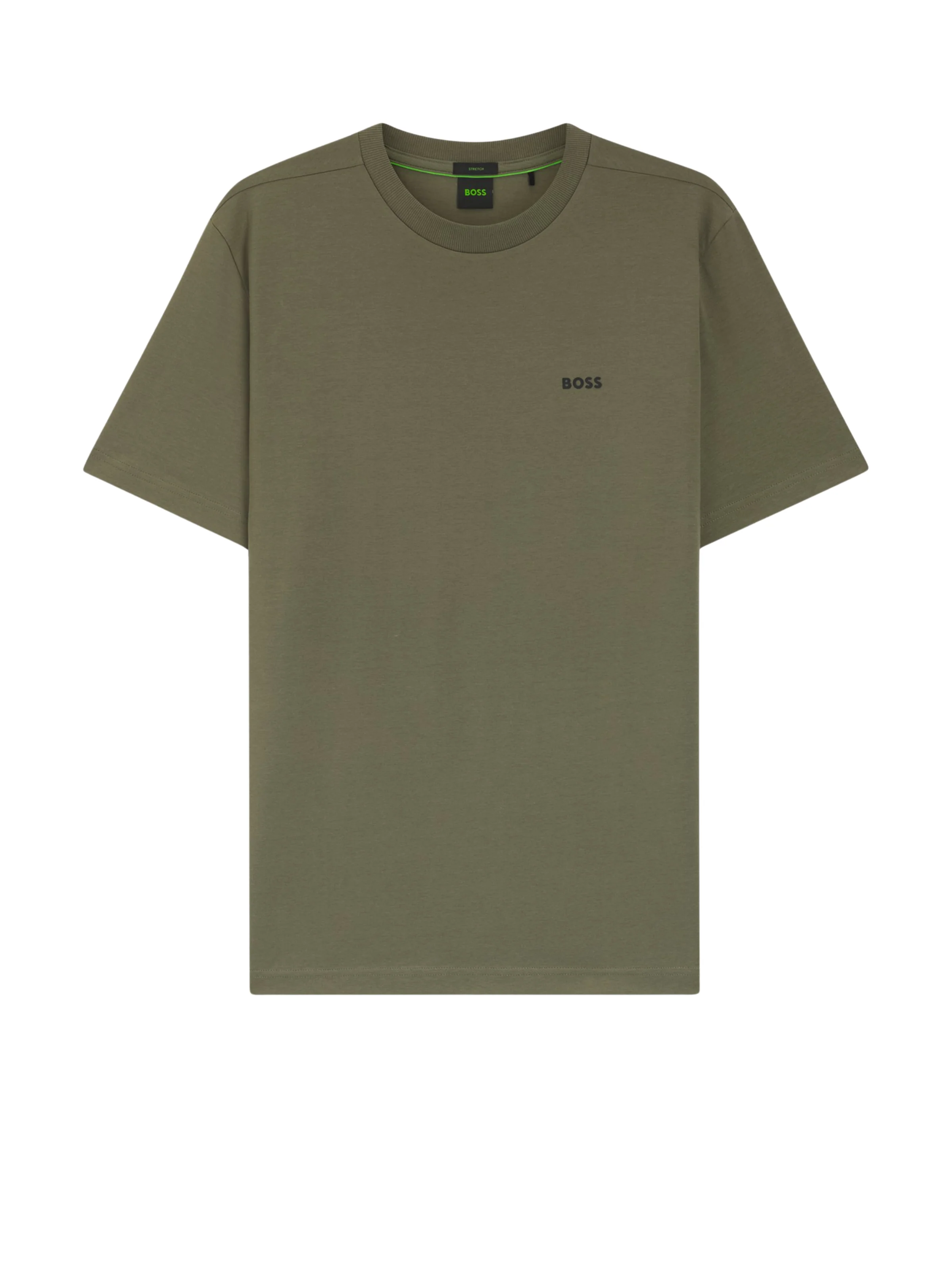 T-Shirt Boss verde oliva in cotone elasticizzato con logo