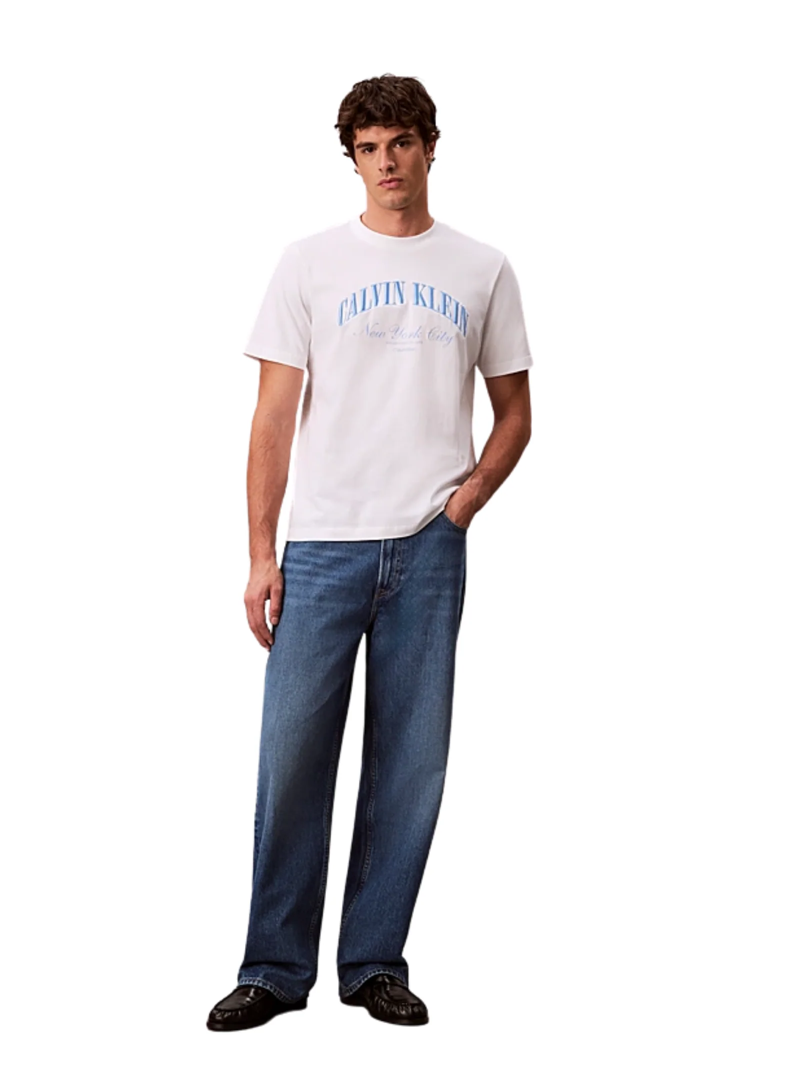 T-shirt Calvin Klein bianca con logo NYC ricamato - Image 3
