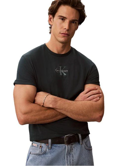 T-shirt Calvin Klein blu nearly con monogramma logo - Image 3