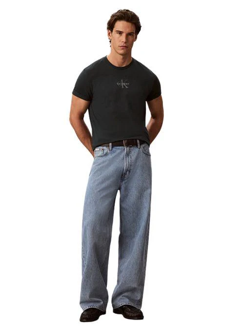 T-shirt Calvin Klein blu nearly con monogramma logo - Image 4