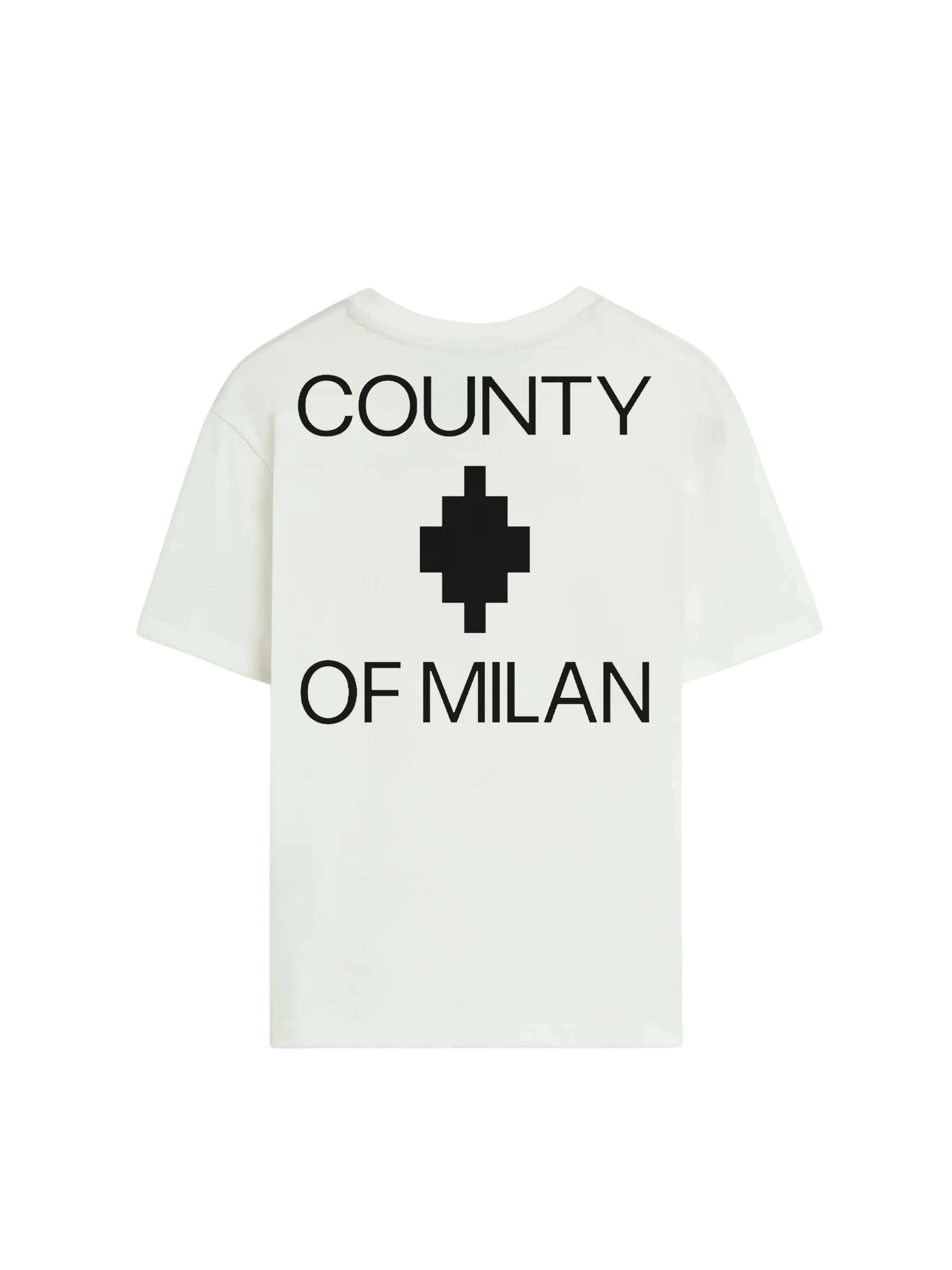 T-Shirt County Of Milan bianca con logo frontale e maxi logo lettering posteriore - Image 2