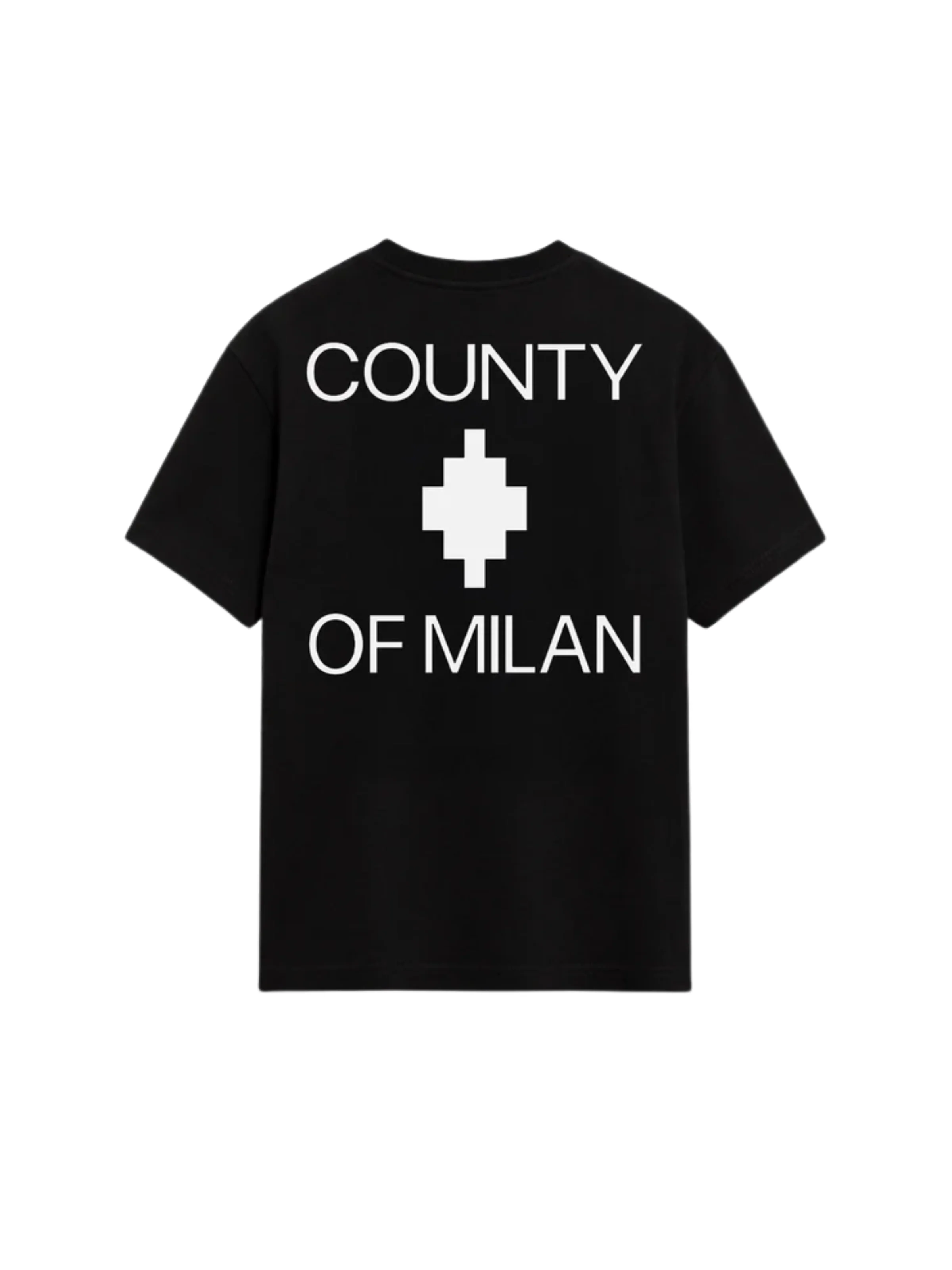 T-Shirt County Of Milan nera con logo frontale e maxi logo lettering posteriore - Image 2