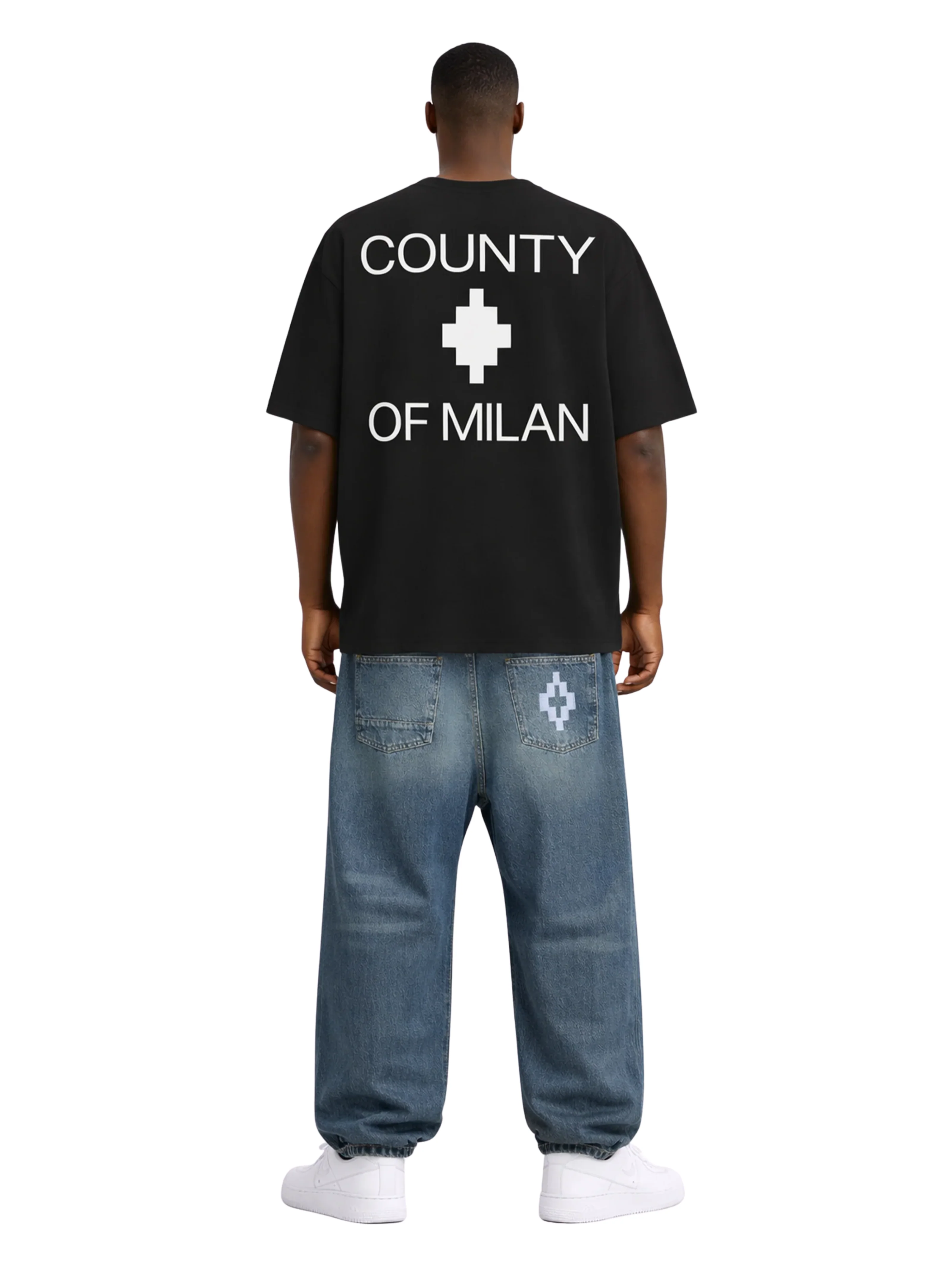 T-Shirt County Of Milan nera con stampa logo posteriore - Image 4
