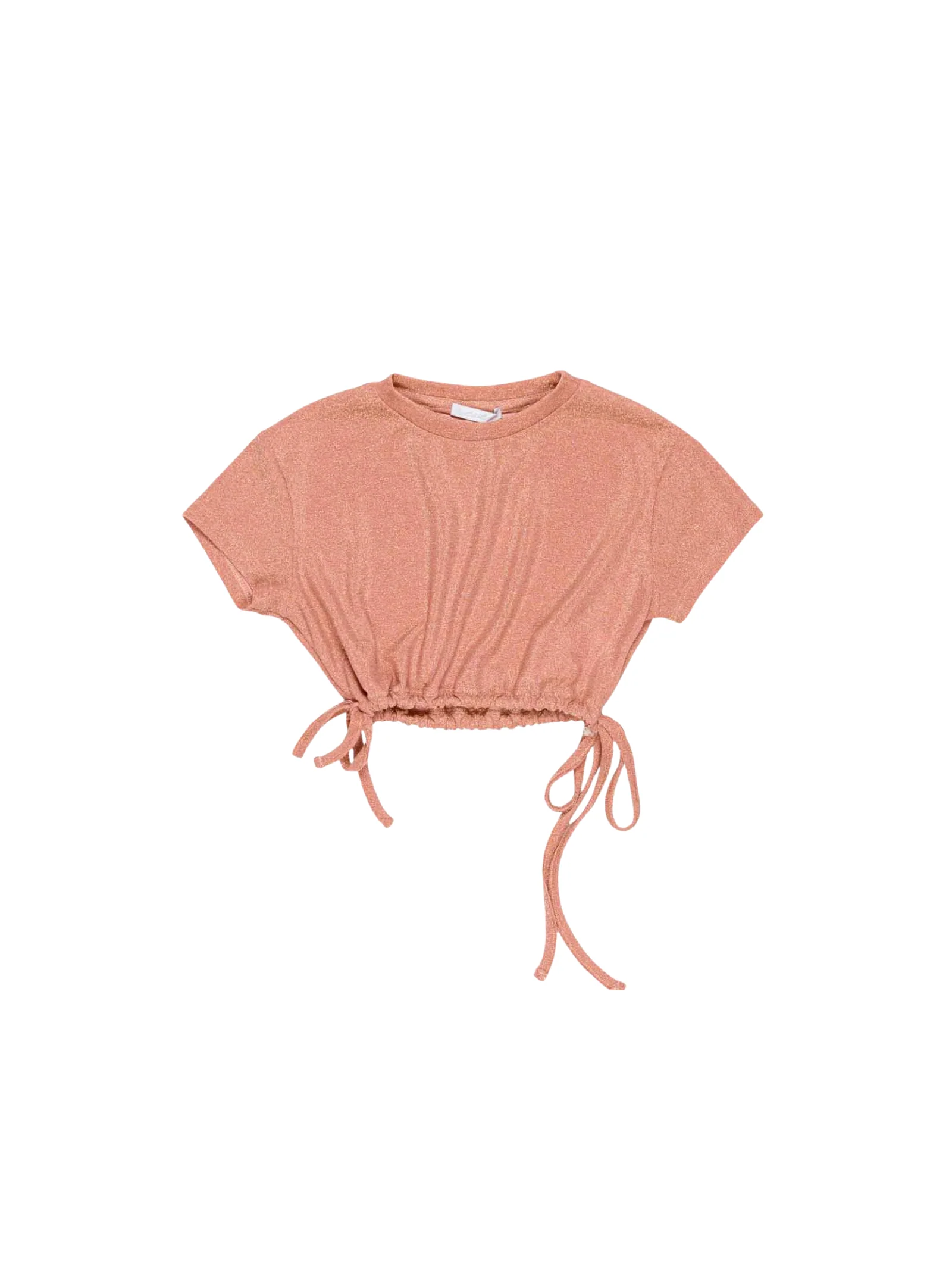 T-Shirt crop Lulù By Miss Grant albicocca con coulisse laterali