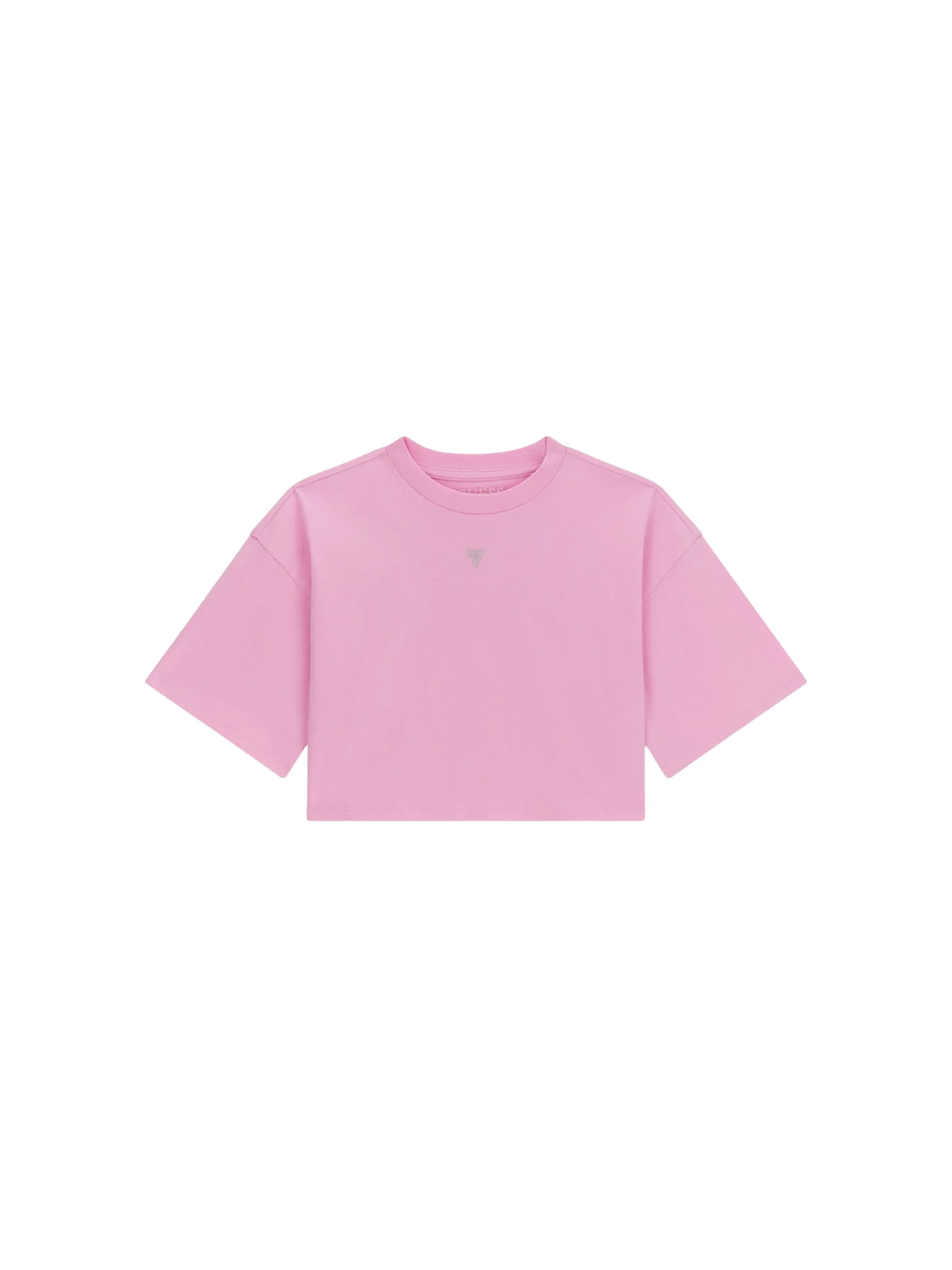 T-Shirt cropped Guess rosa con stampa "Guess est. 1981" - Image 2