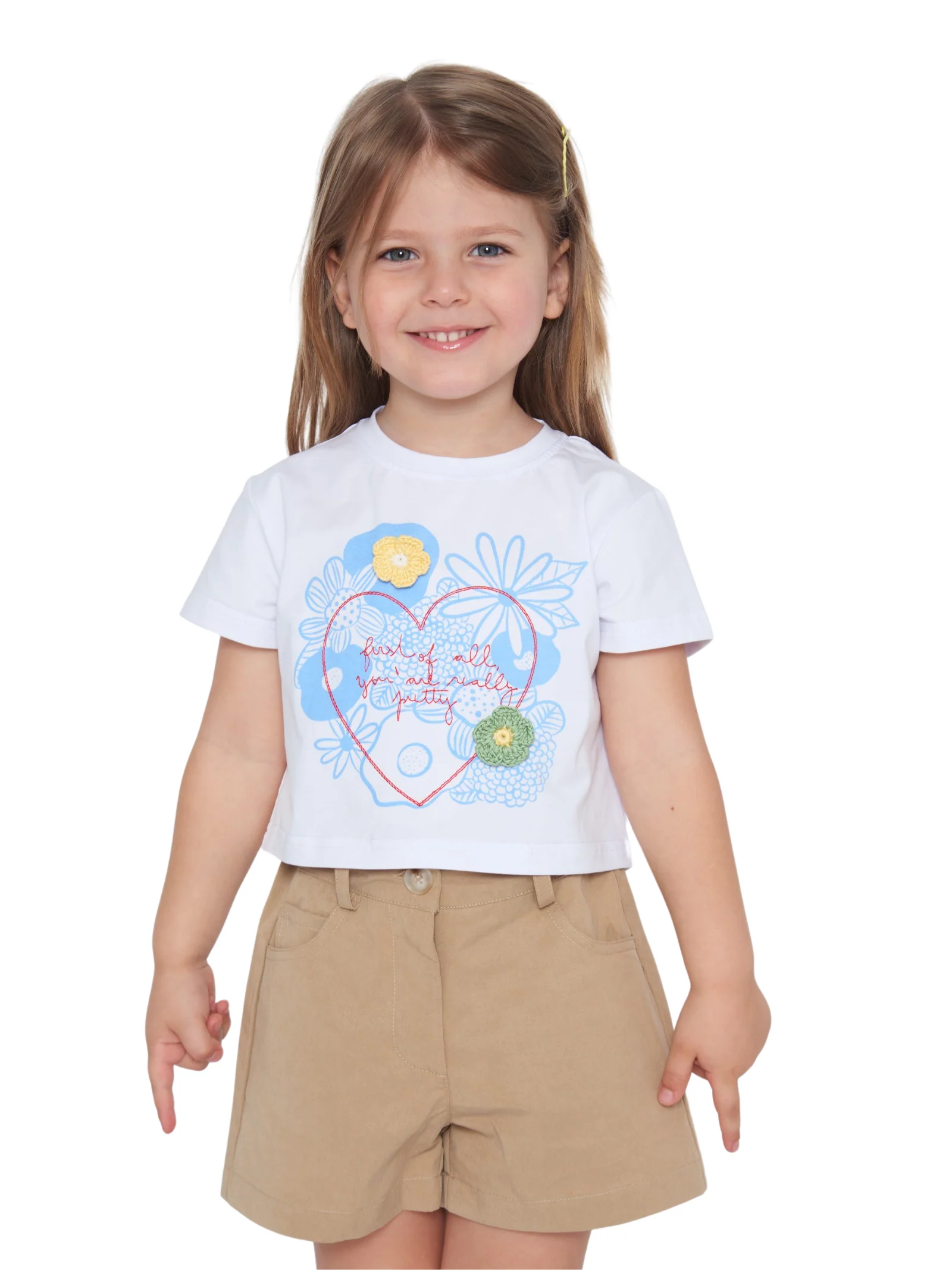 T-Shirt cropped Tobetoo bianca con stampa a fiori - Image 2