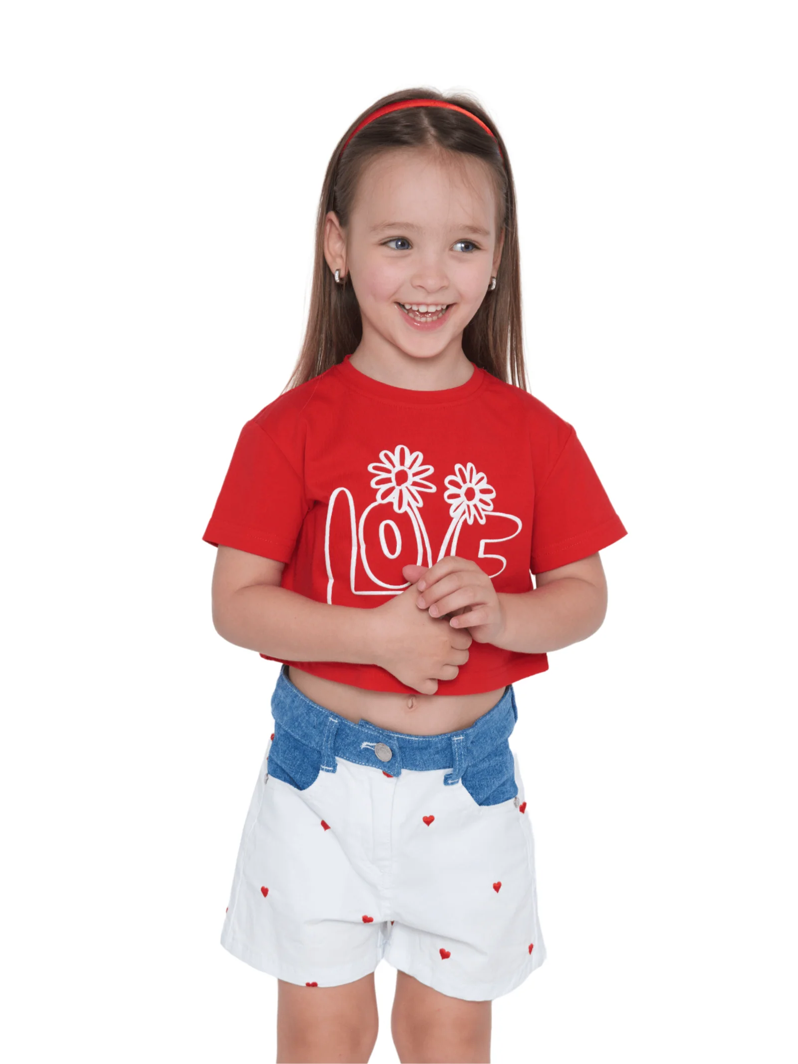 T-Shirt cropped Tobetoo rossa "love" - Image 2