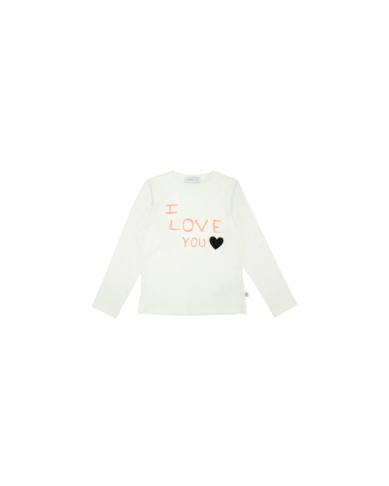 T-Shirt da neonata a maniche lunghe Tobetoo bianca "i love you"