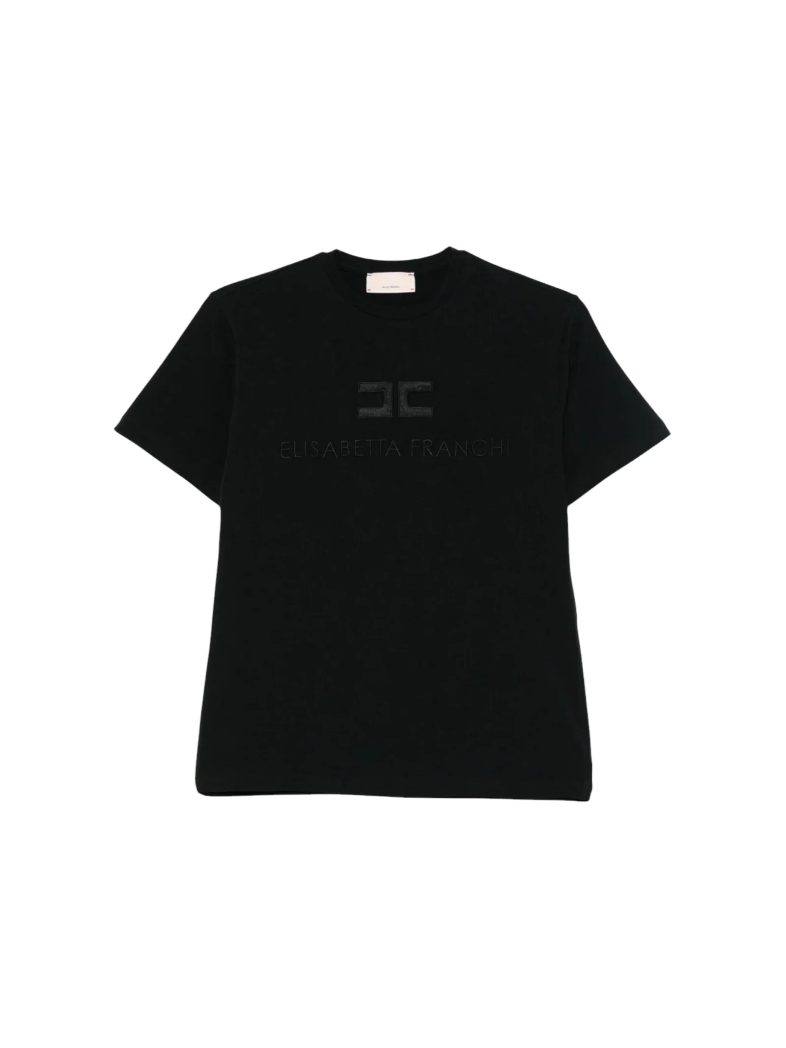 T-Shirt Elisabetta Franchi nera con logo in strass