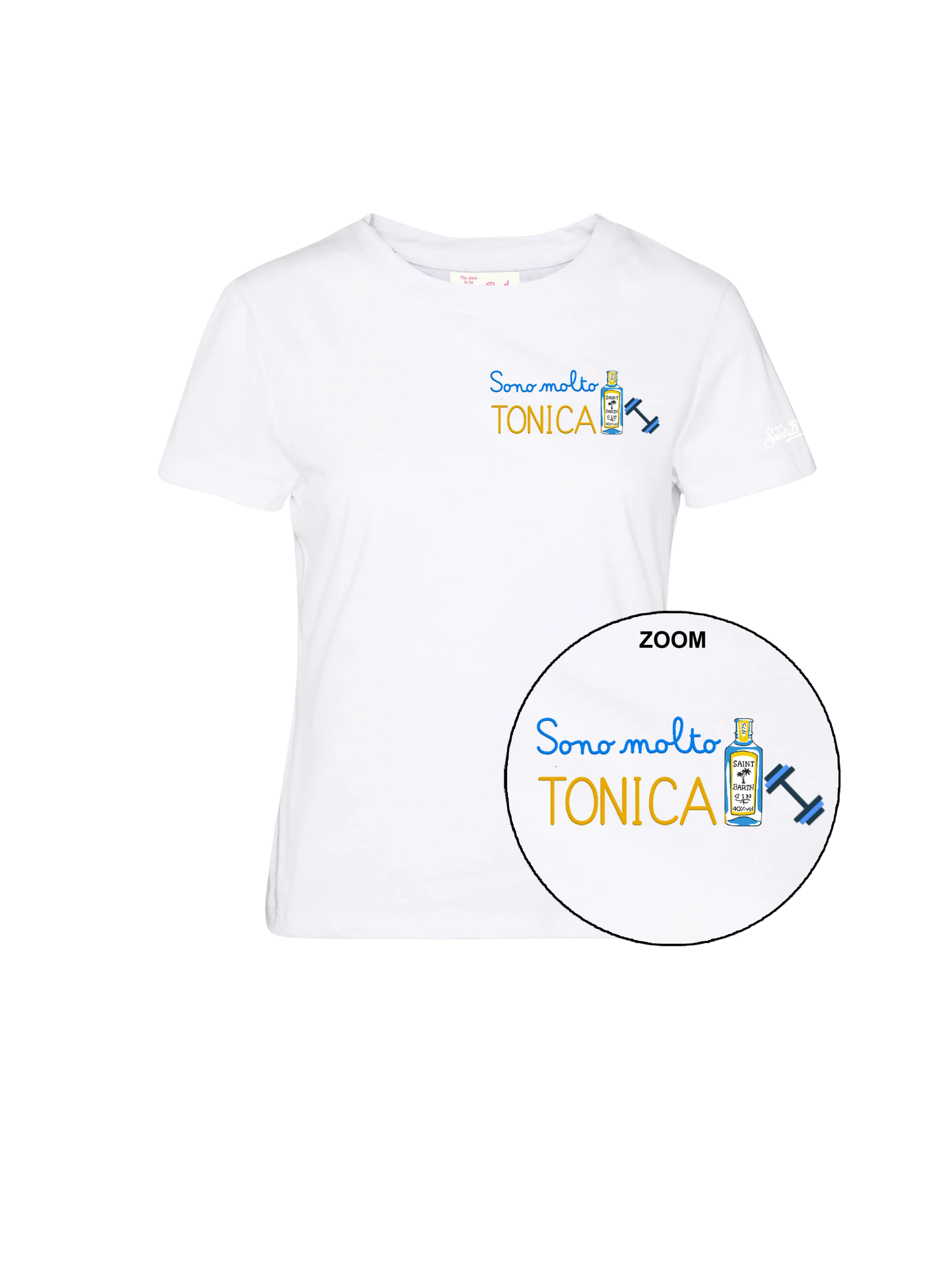 T-Shirt "Emilie" Saint Barth bianca "Sono molto tonica"