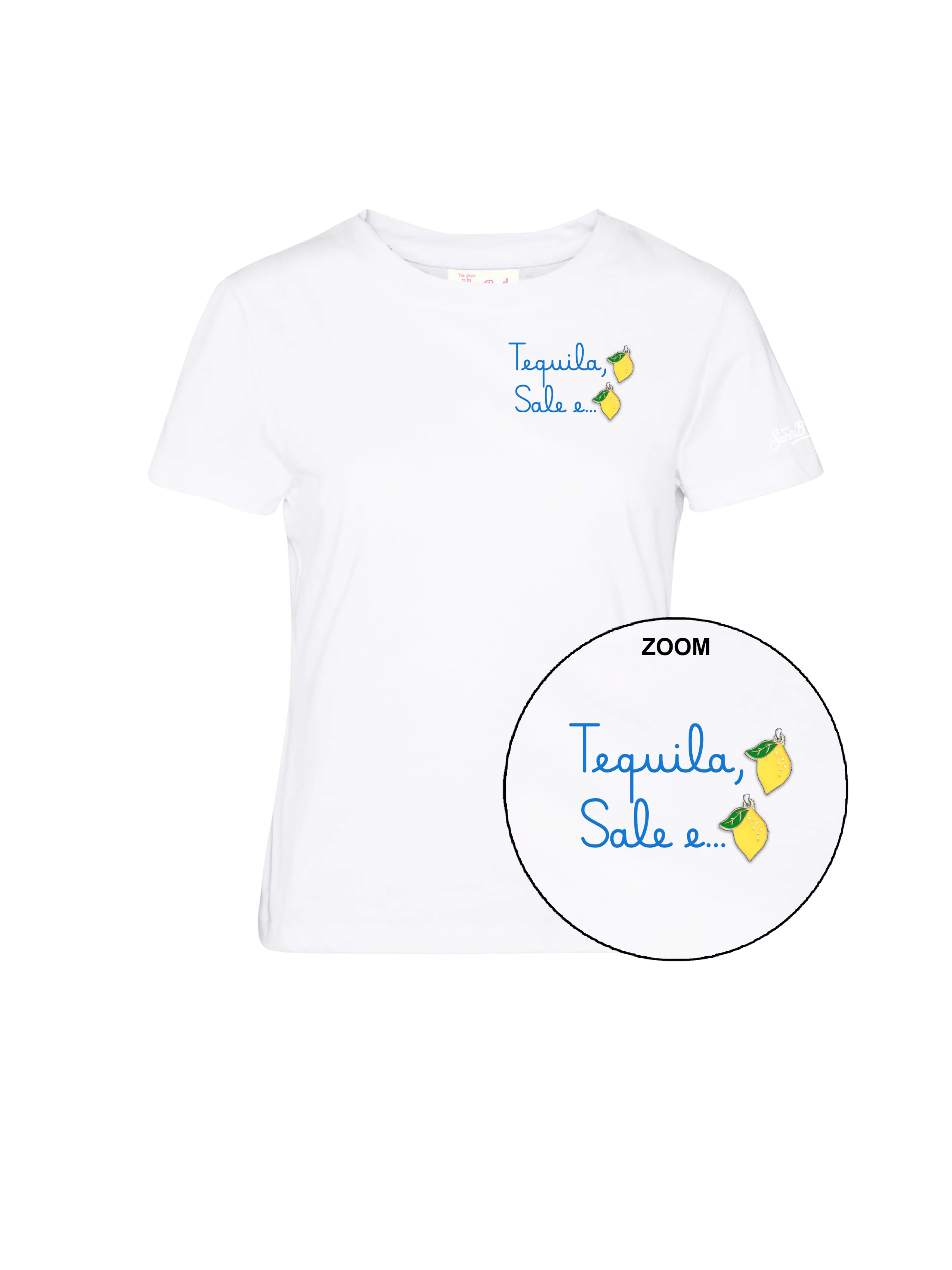 T-Shirt "Emilie" Saint Barth bianca "Tequila, sale e.."