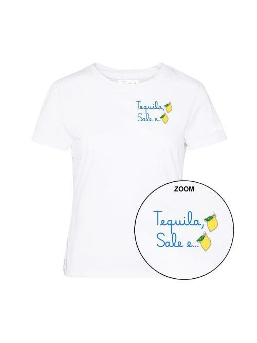 T-Shirt "Emilie" Saint Barth bianca "Tequila, Sale e .."