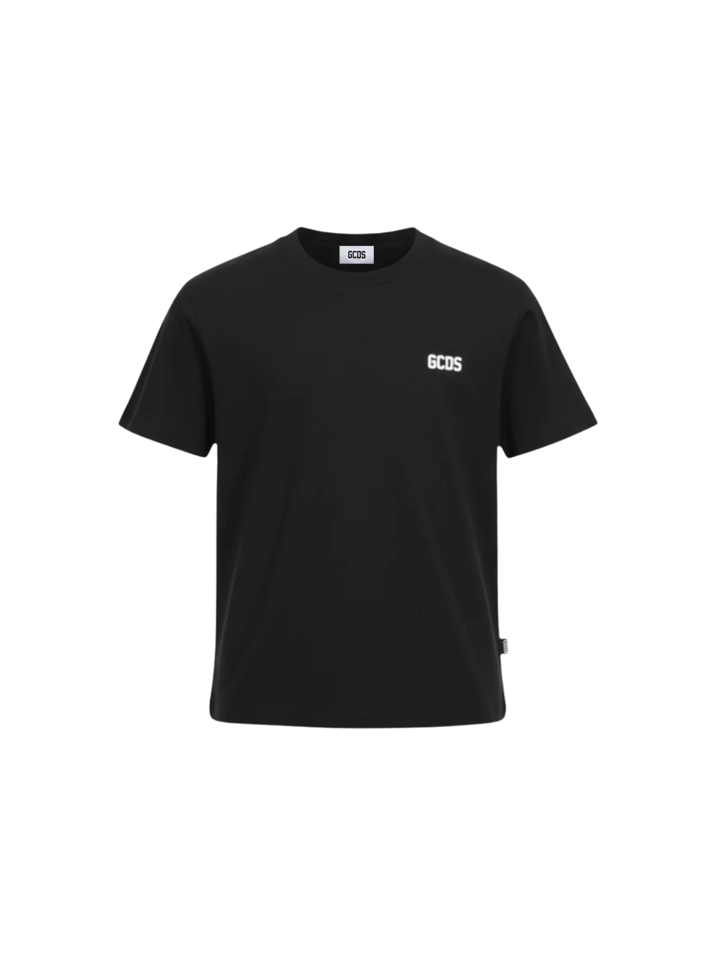 T-Shirt GCDS nera con logo sul petto e sul fondo posteriore