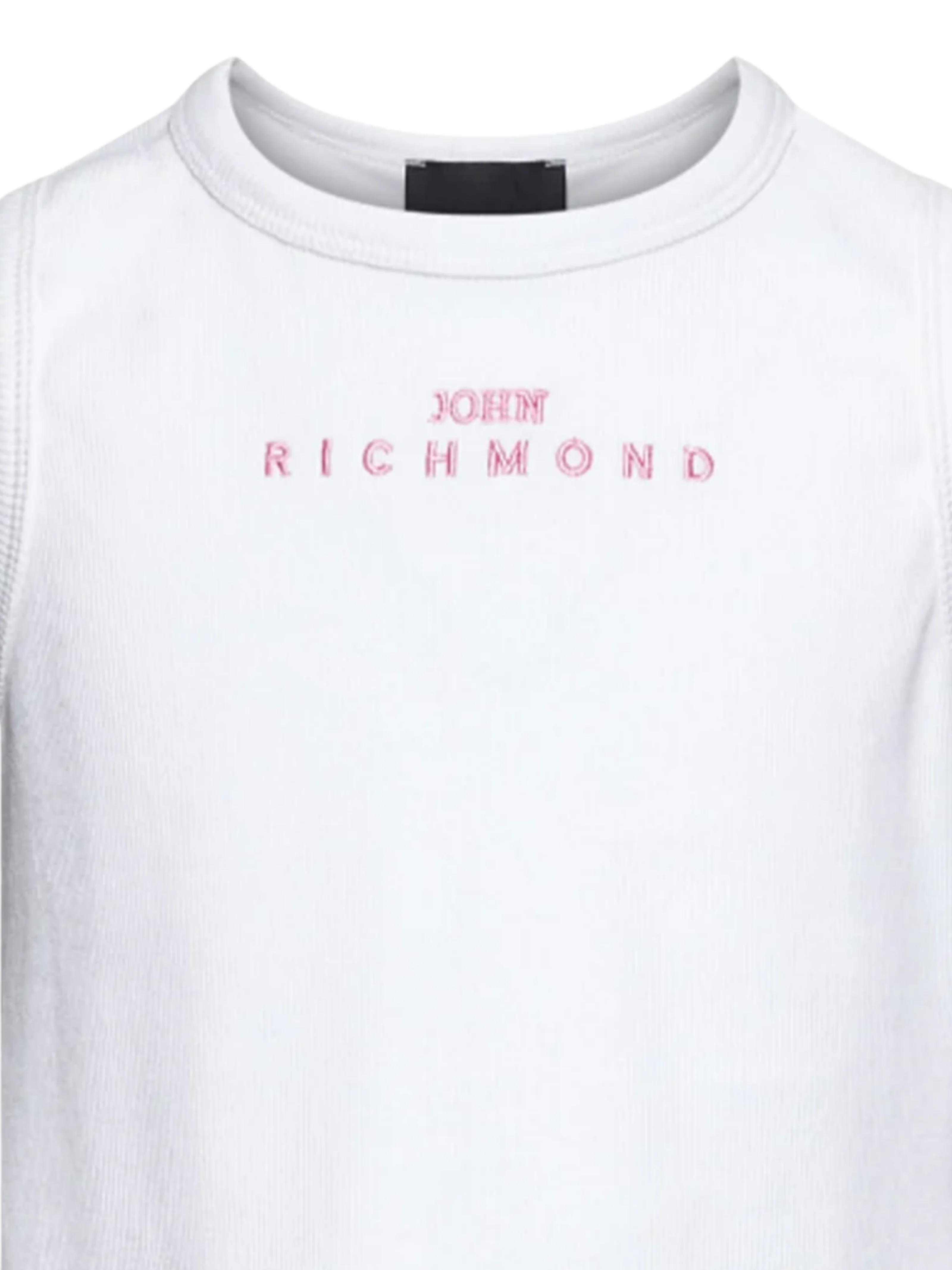 T-Shirt giromaniche John Richmond bianca con logo rosa - Image 2