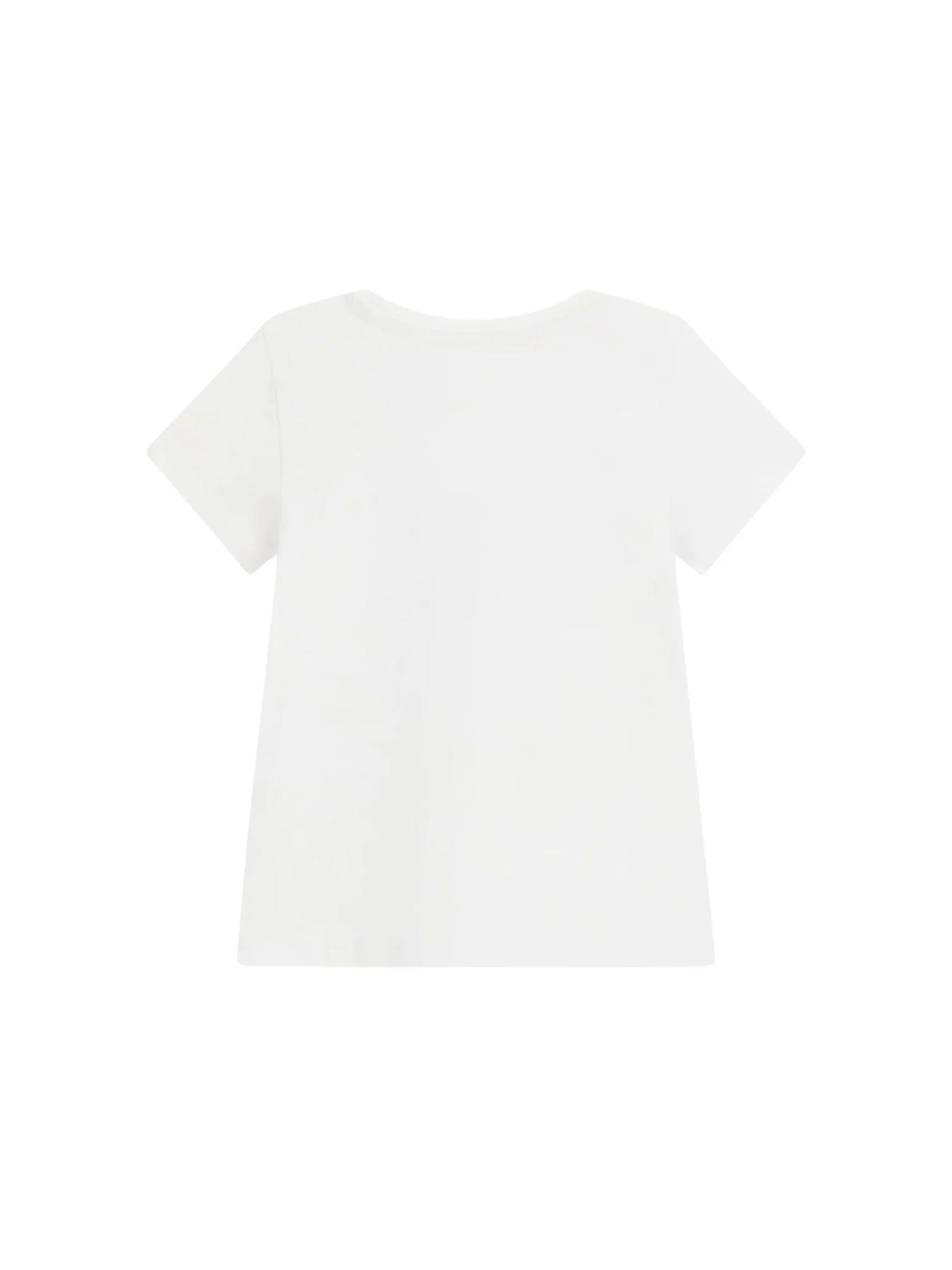 T-Shirt Guess bianca con logo azzurro e fiori in 3D - Image 2