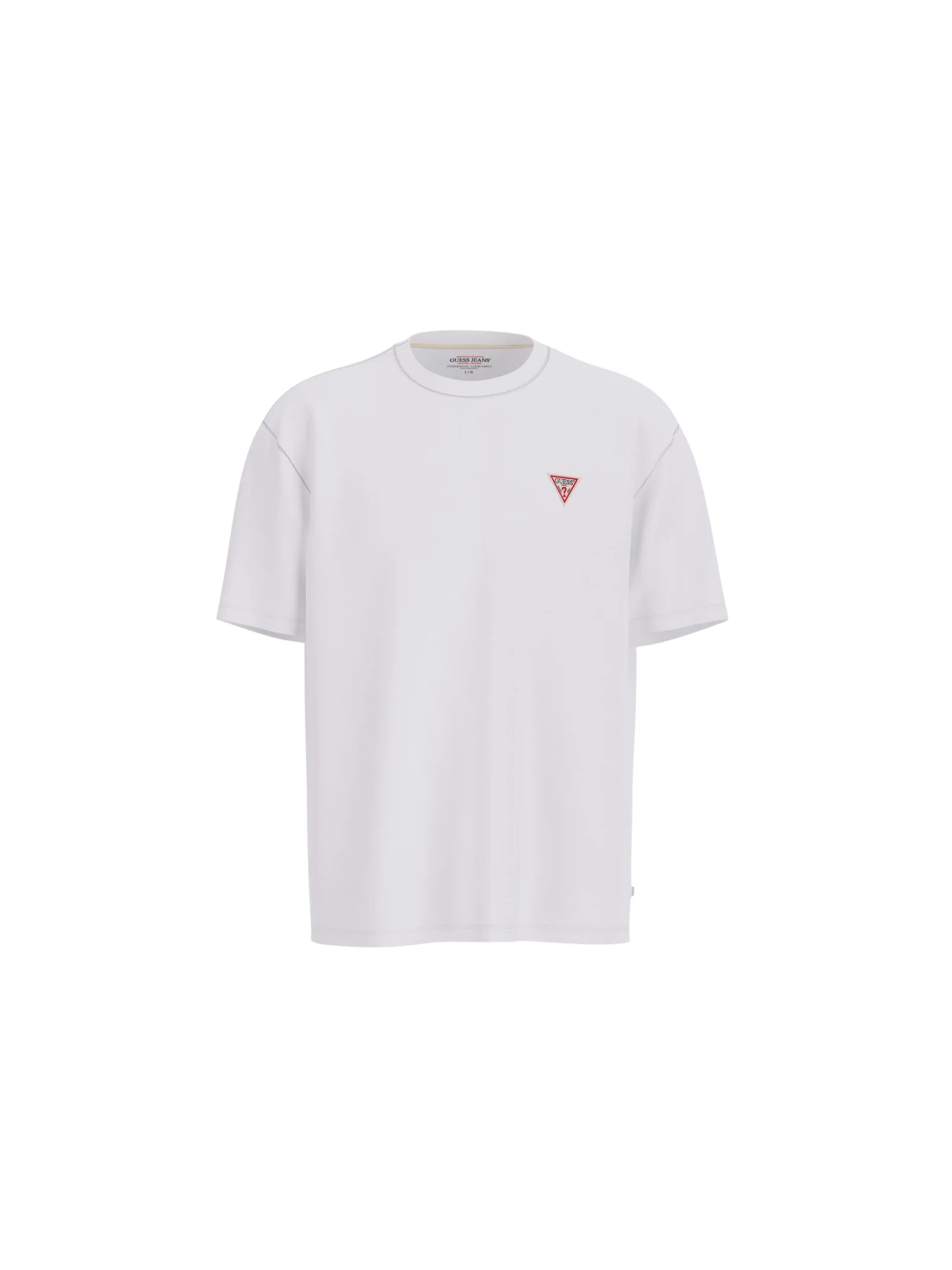 T-Shirt Guess bianca con piccolo logo triangolare