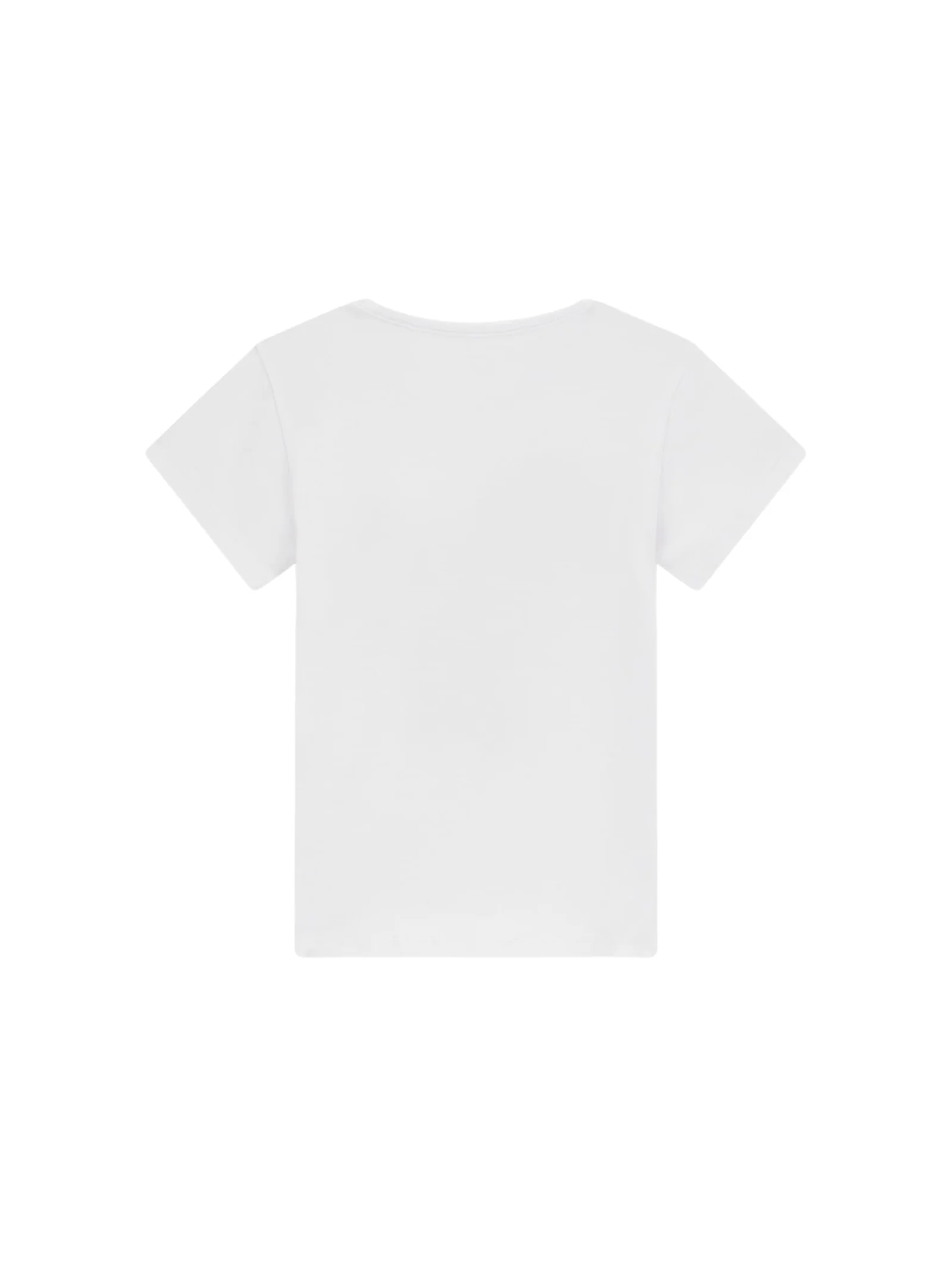 T-Shirt Guess bianca con stampa floreale su logo triangolare - Image 2