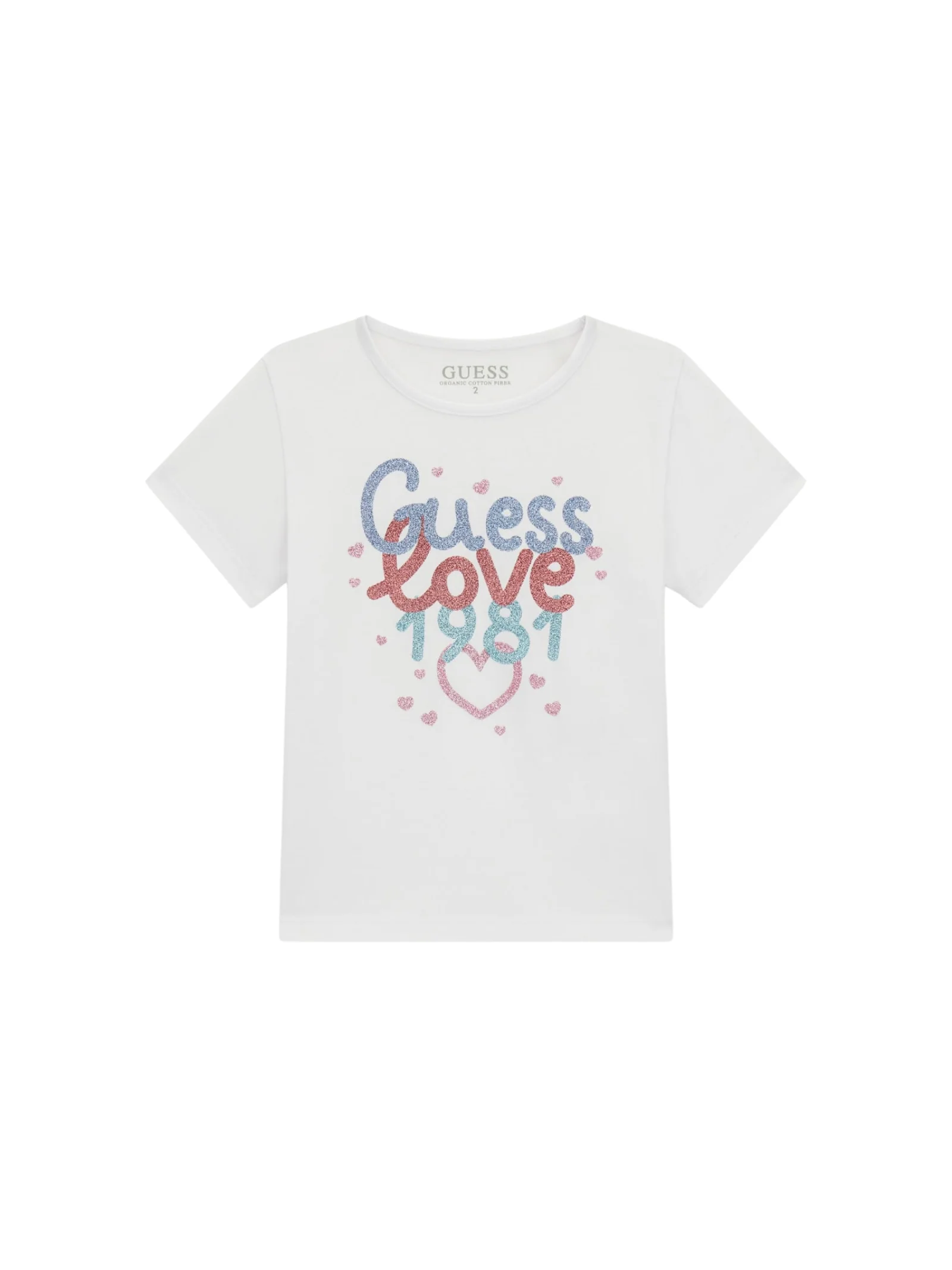 T-Shirt Guess bianca con stampa "Guess Love 1981"