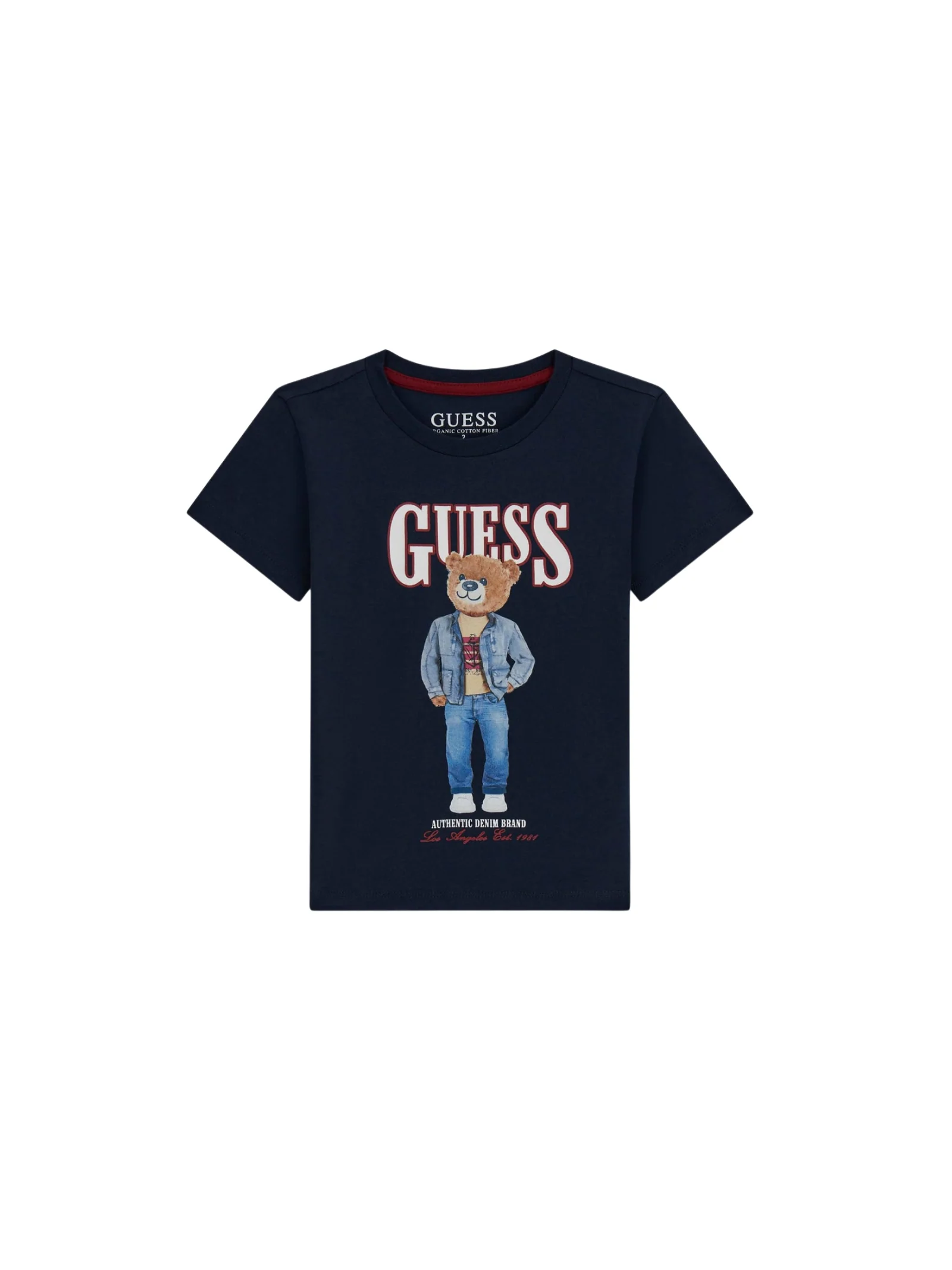 T-Shirt Guess nera con teddy in jeans e logo
