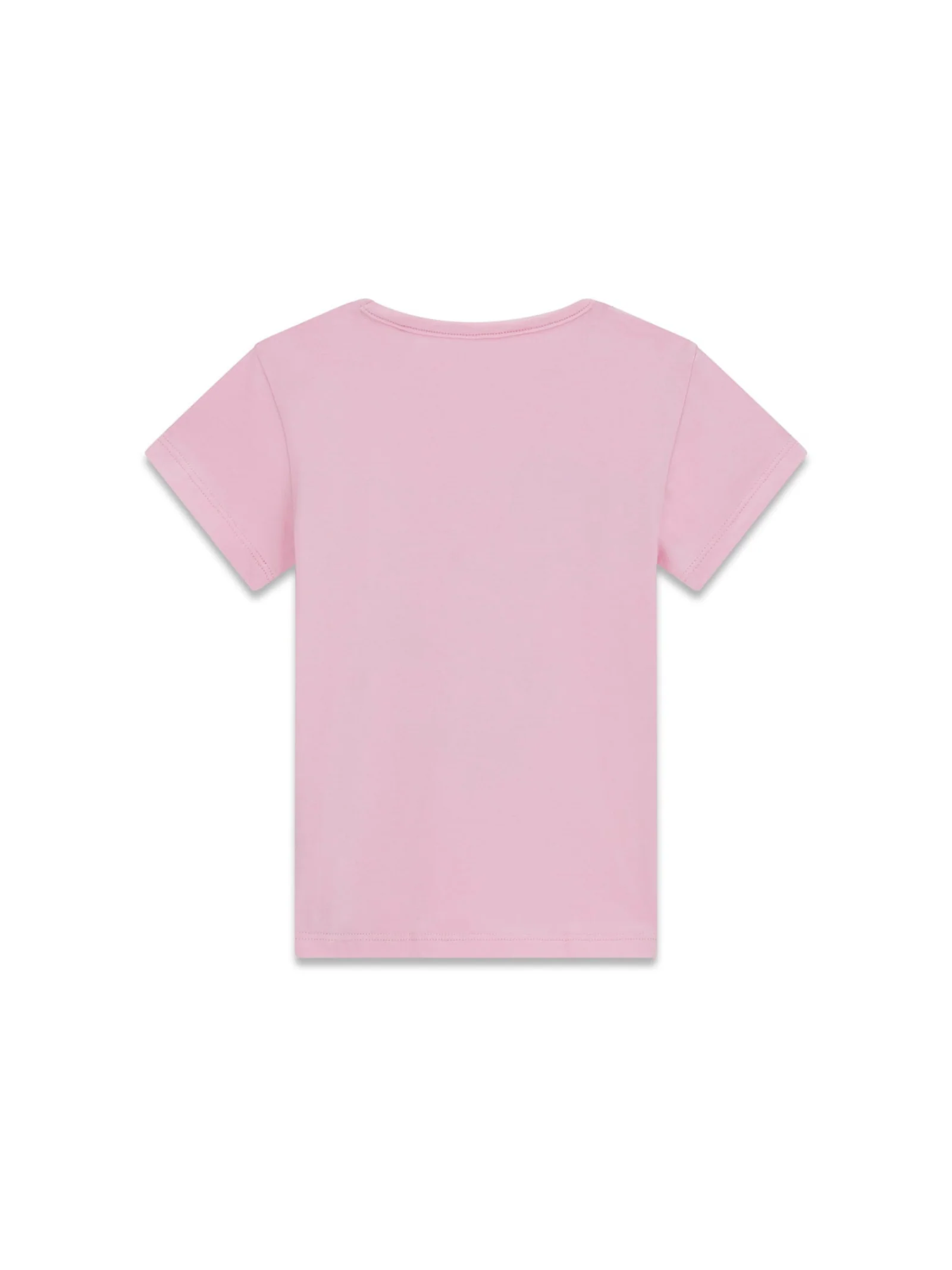 T-Shirt Guess rosa con stampa floreale su logo triangolare - Image 2