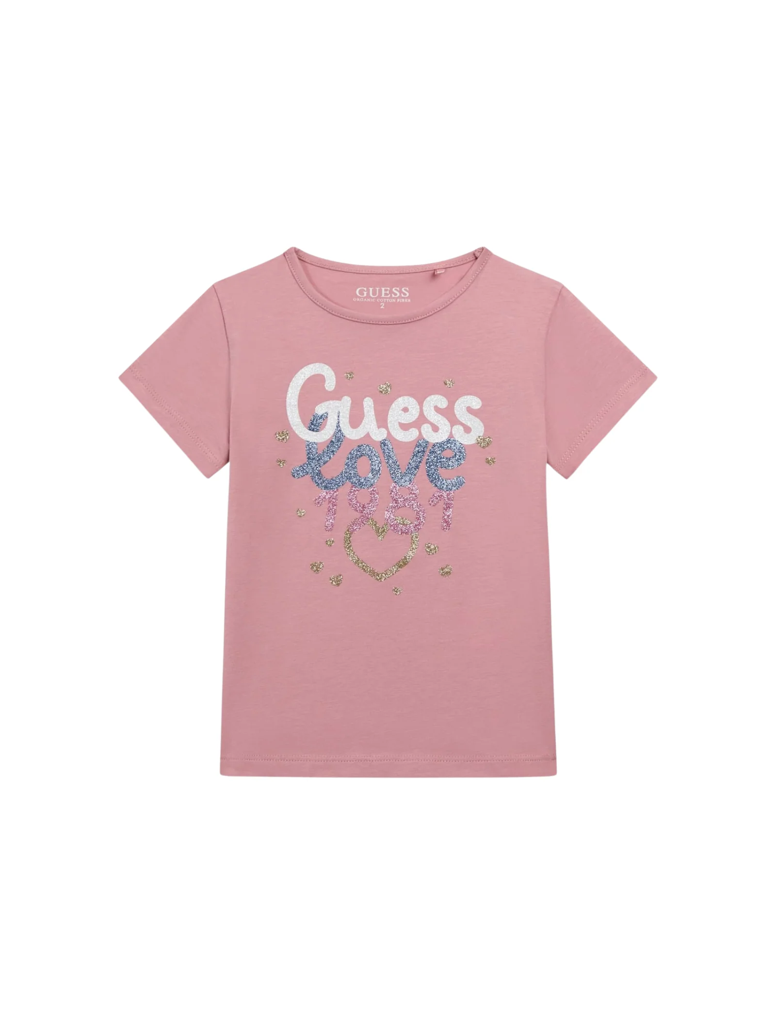 T-Shirt Guess rosa con stampa "Guess Love 1981"