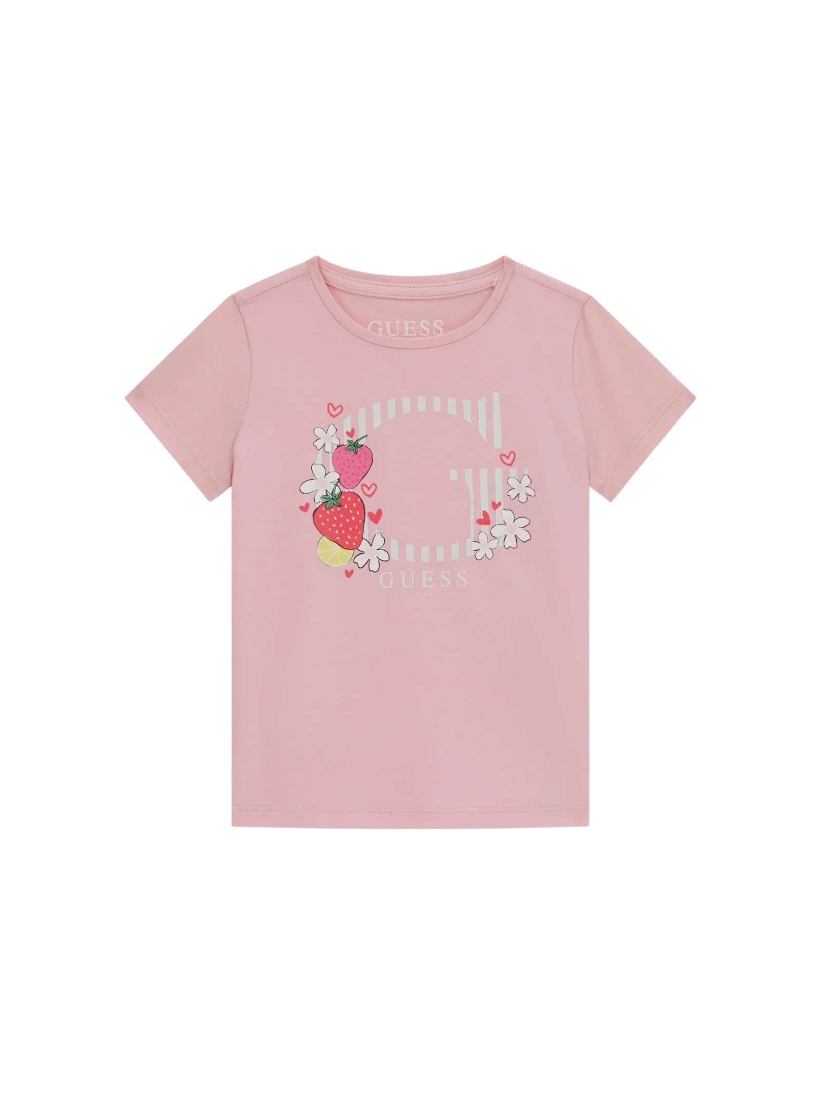 T-Shirt Guess rosa con stampa logo con fragole