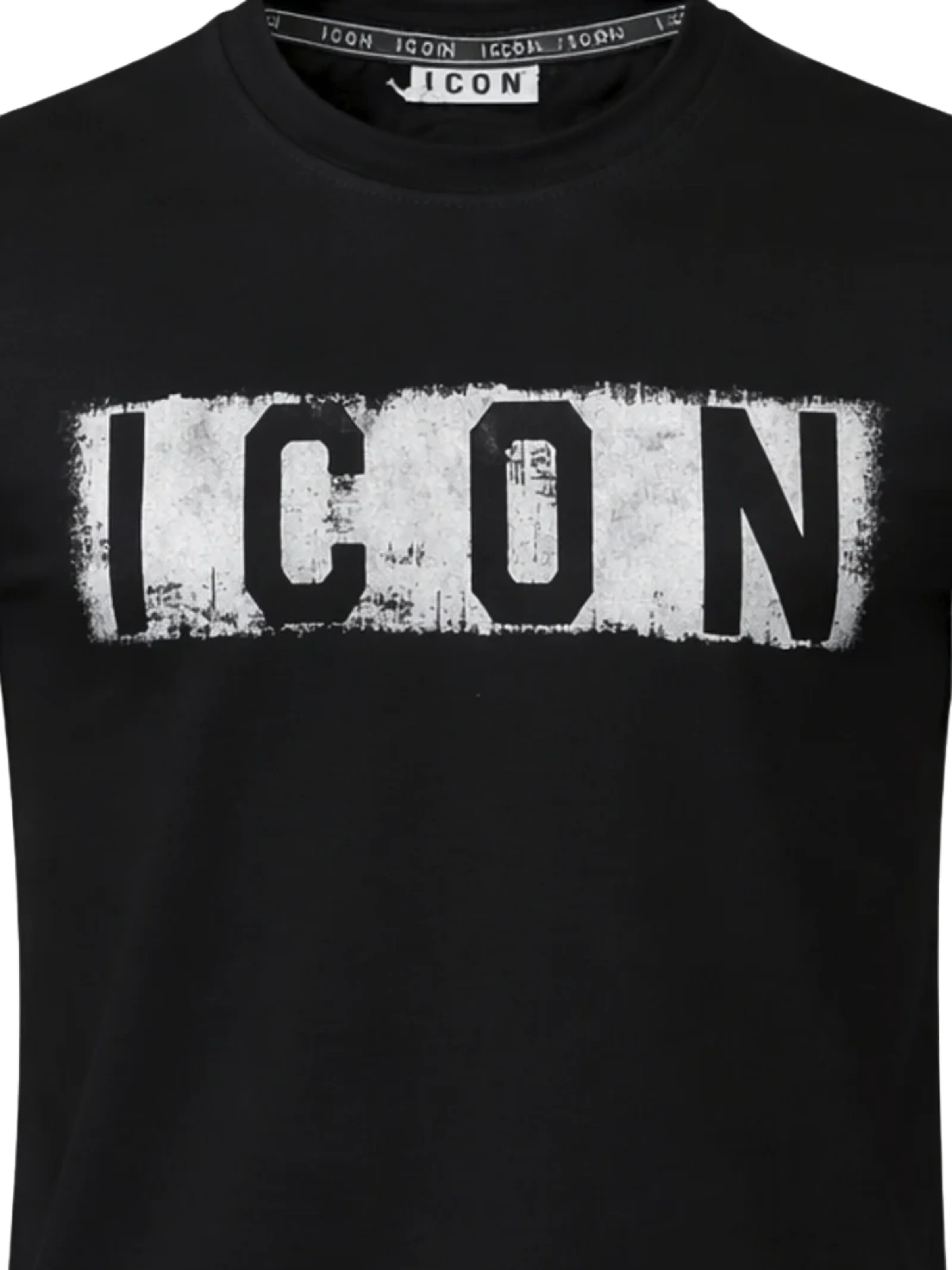 T-Shirt Icon nera con banda e logo a contrasto - Image 2