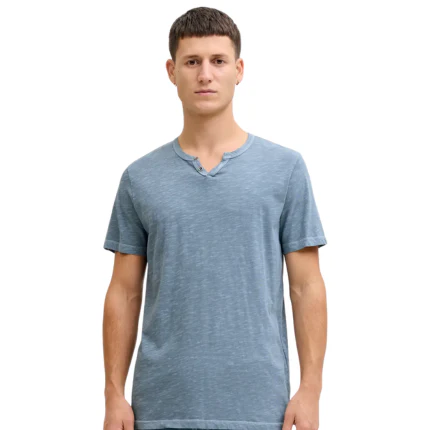 T-Shirt Jack & Jones azzurro mirage con bottoncini al collo - Image 2