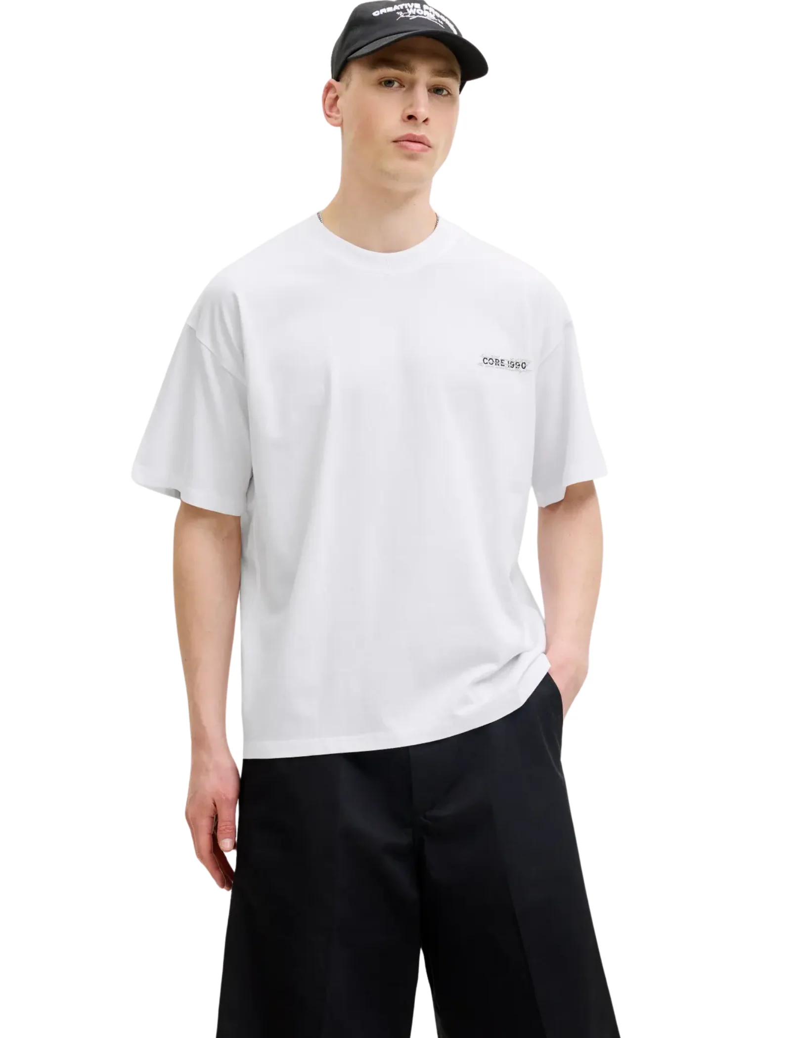 T-Shirt Jack & Jones bianca con grafica posteriore - Image 3