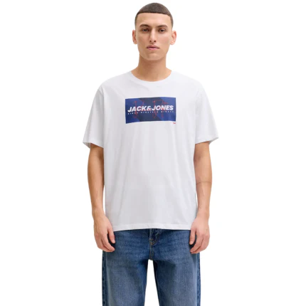 T-Shirt Jack & Jones bianca con stampa frontale e logo - Image 4
