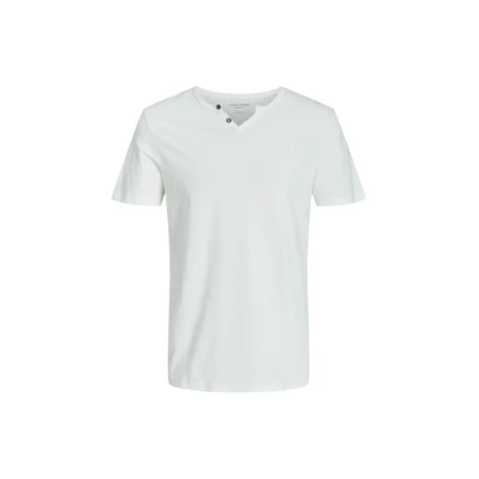 T-Shirt Jack & Jones bianco con bottoncini al collo