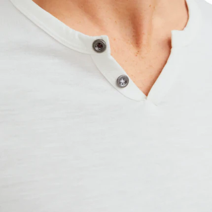 T-Shirt Jack & Jones bianco con bottoncini al collo - Image 5