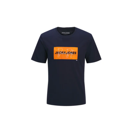 T-Shirt Jack & Jones blu navy con stampa frontale e logo