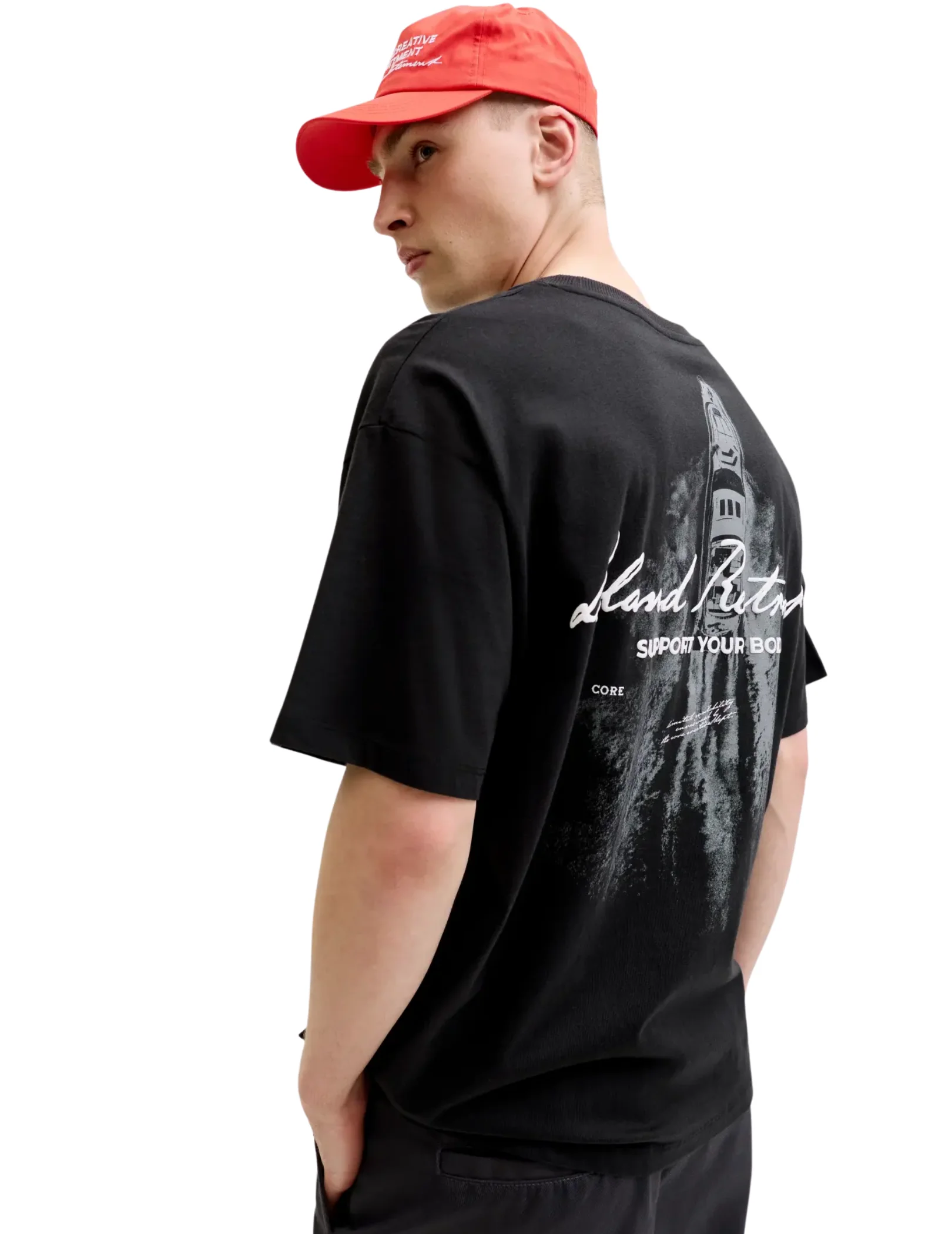T-Shirt Jack & Jones nera con grafica posteriore - Image 4