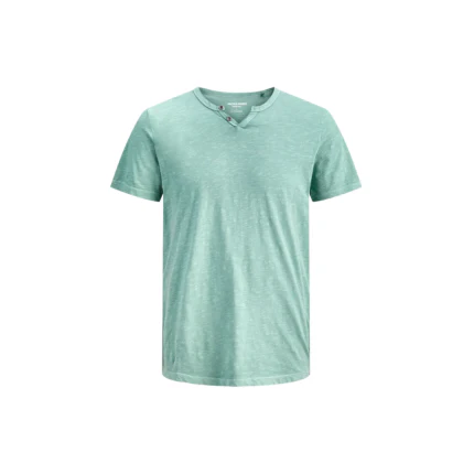 T-Shirt Jack & Jones verde acqua con bottoncini al collo