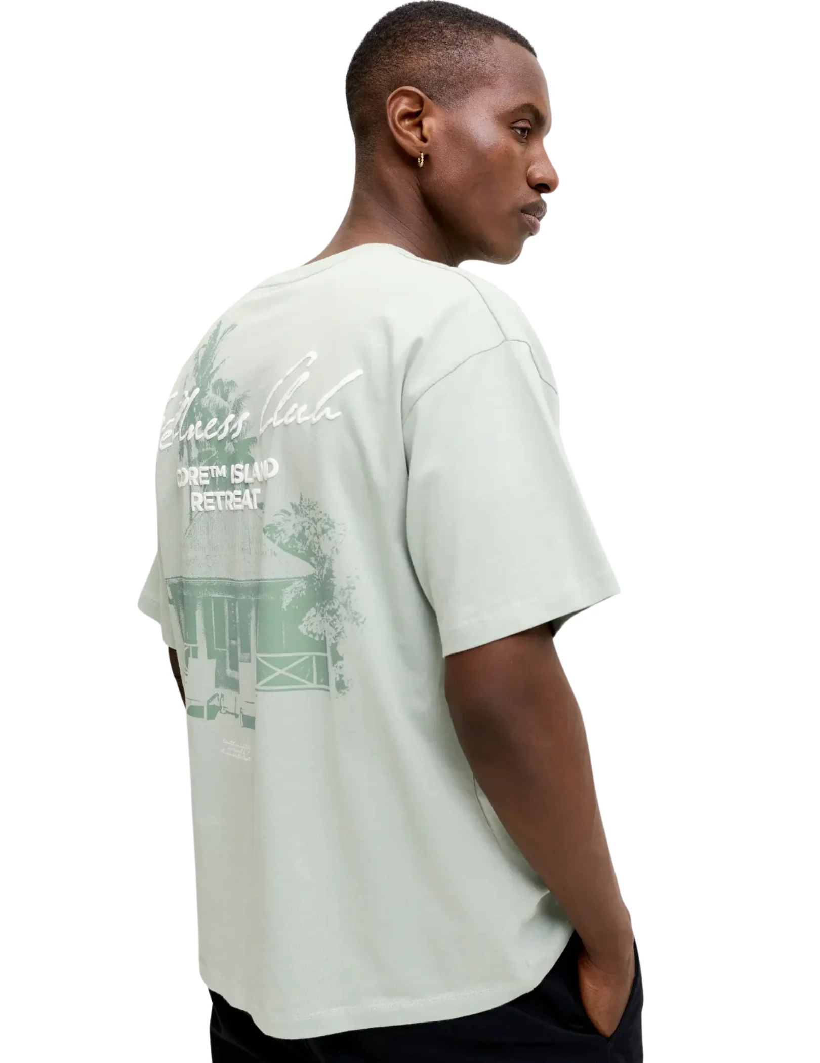 T-Shirt Jack & Jones verde acqua con grafica posteriore - Image 4