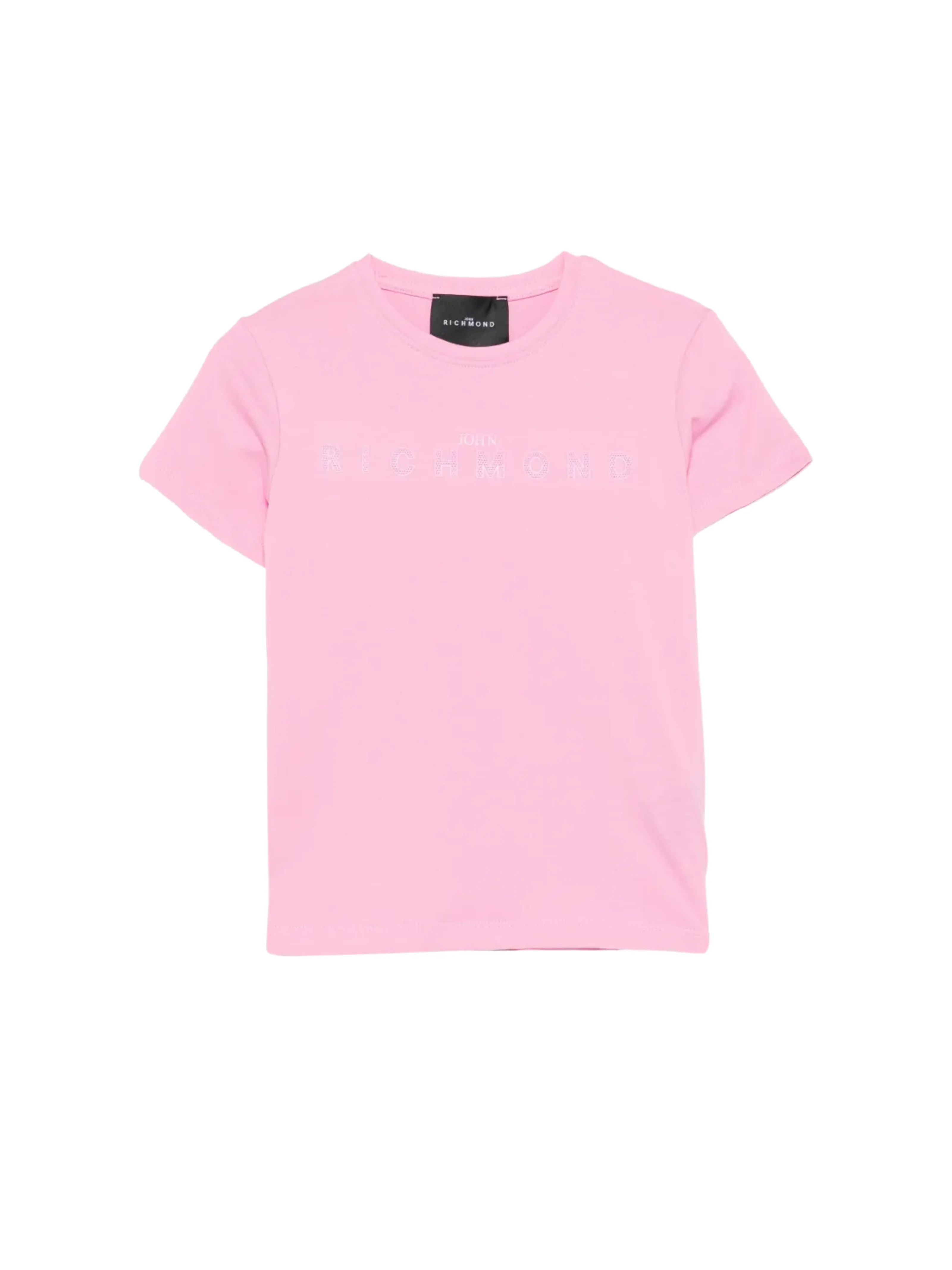 T-Shirt John Richmond rosa con logo tono su tono