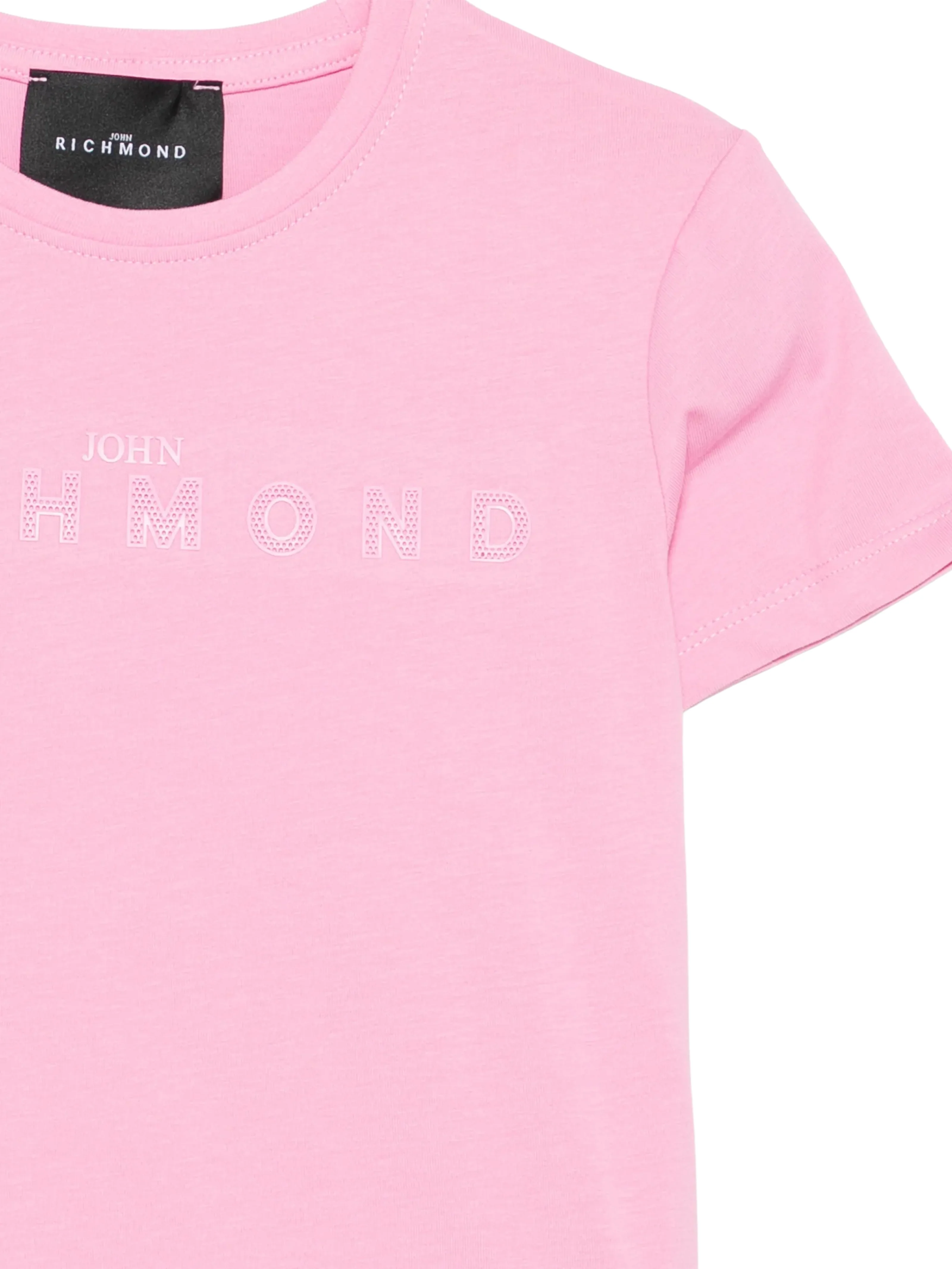 T-Shirt John Richmond rosa con logo tono su tono - Image 3