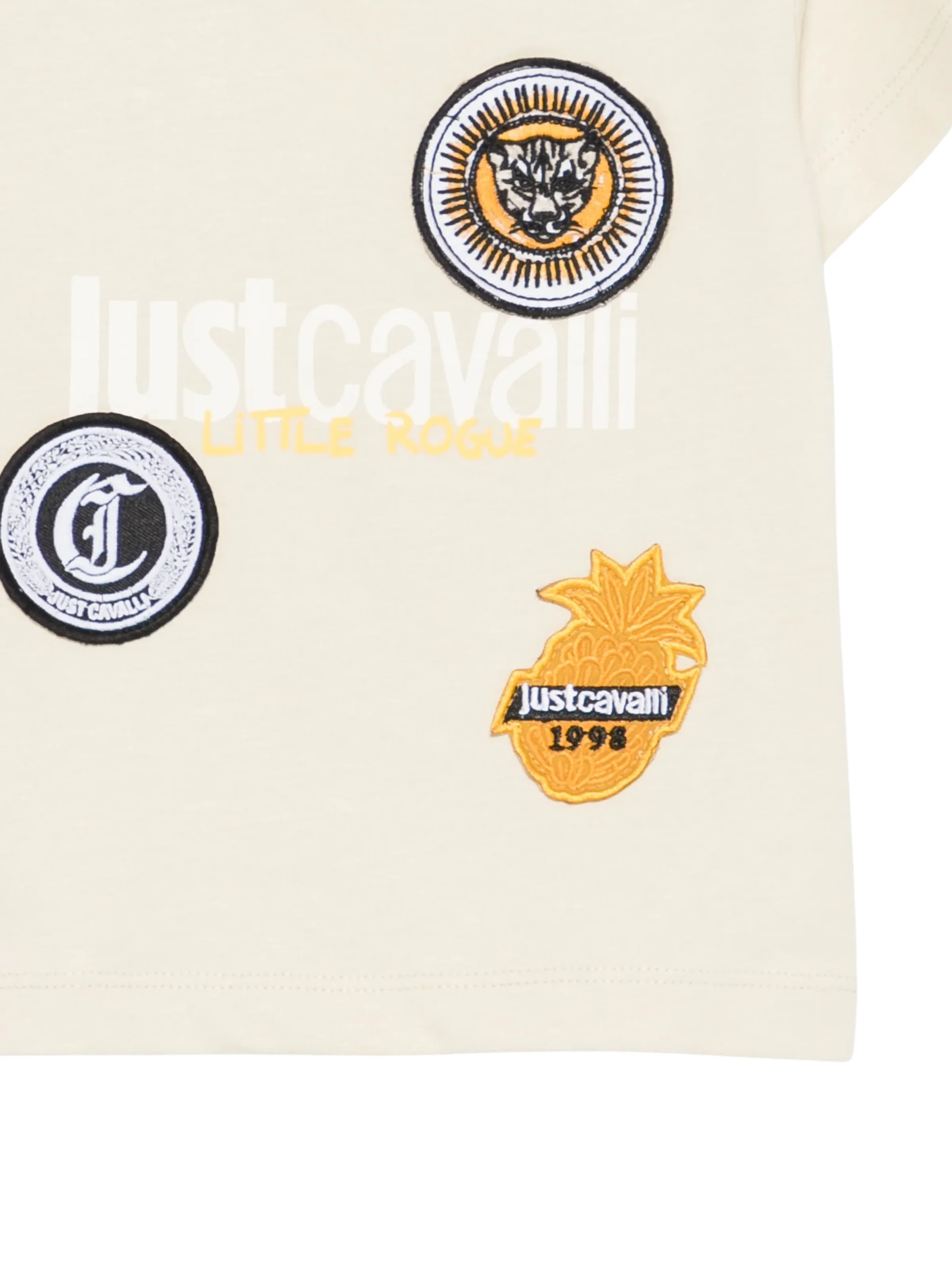 T-Shirt Just Cavalli beige con logo e patch - Image 3