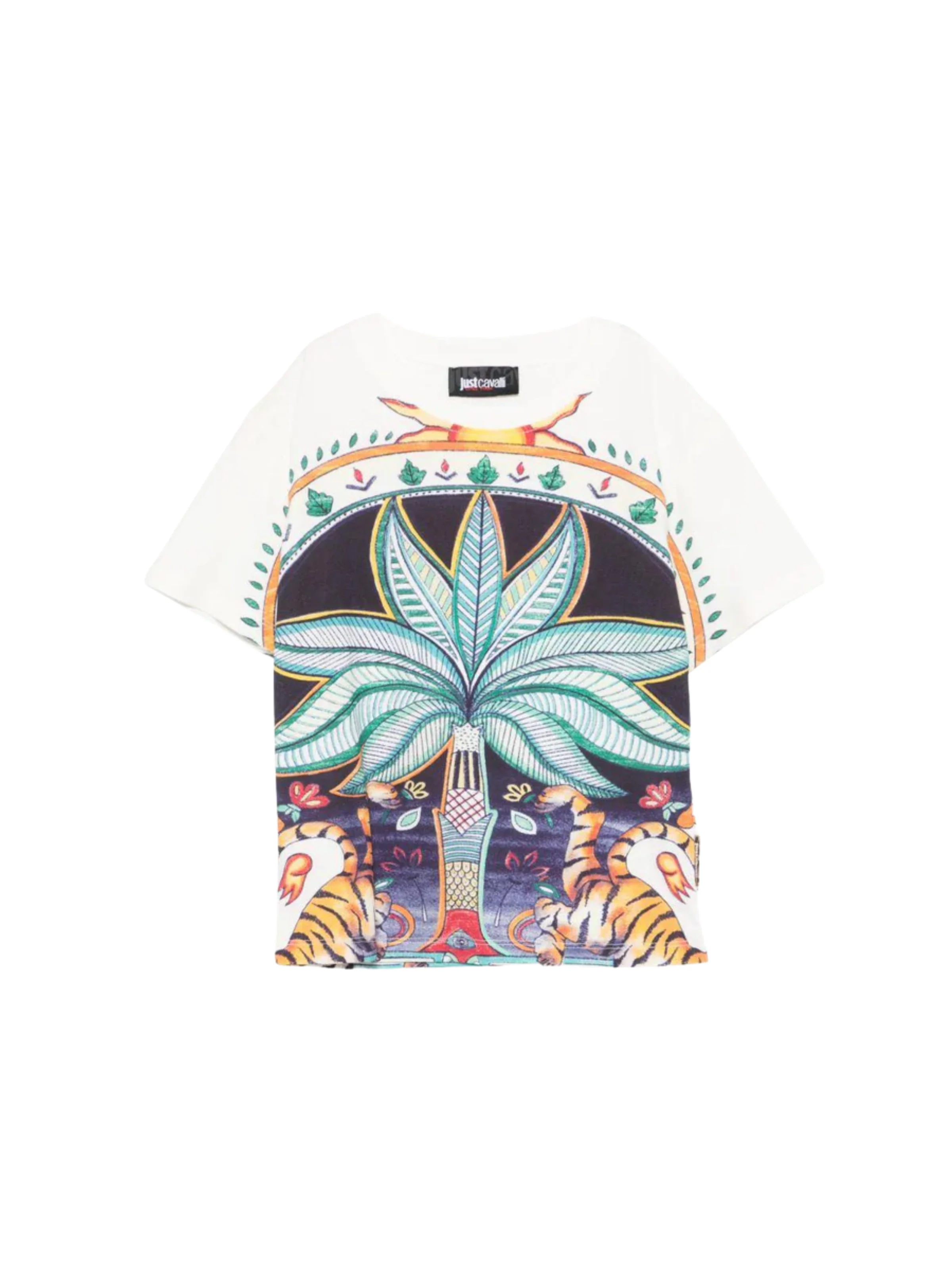 T-shirt Just Cavalli bianca con grafica multicolor