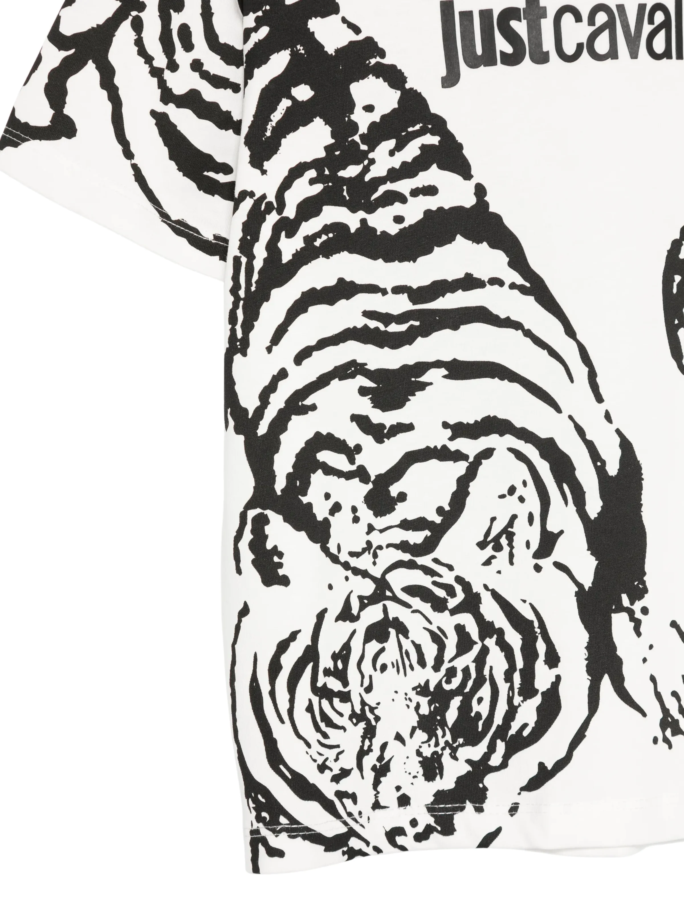 T-Shirt Just Cavalli bianca con stampa animalier all over e logo - Image 2