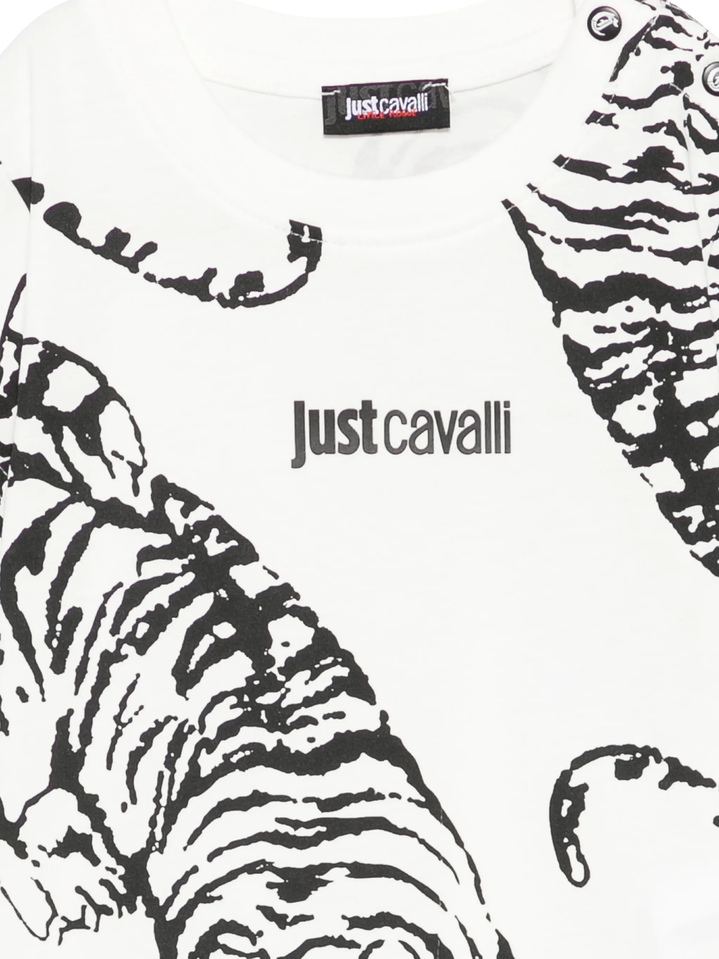 T-Shirt Just Cavalli bianca con stampa animalier e logo - Image 3