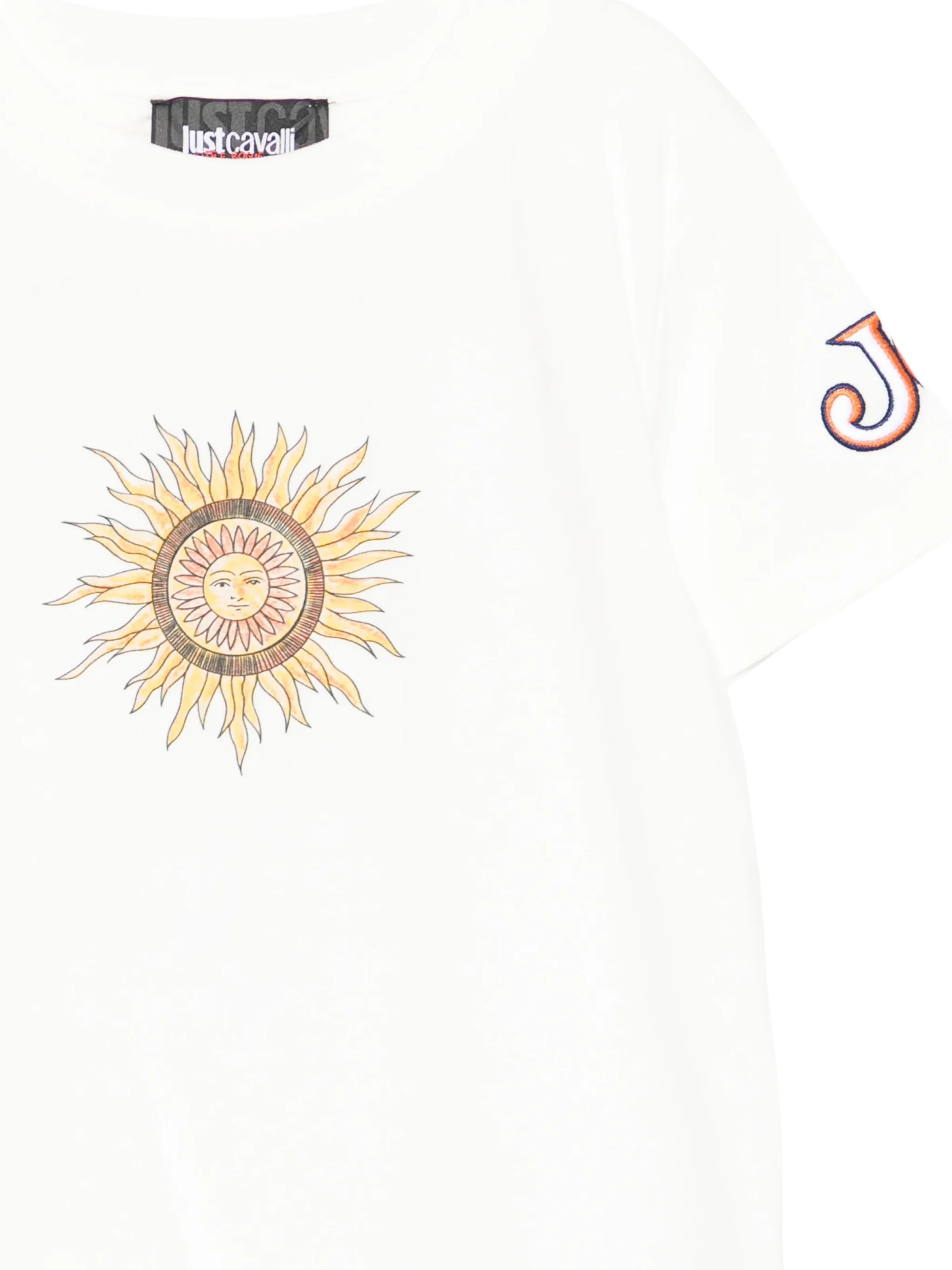 T-Shirt Just Cavalli bianca con stampa sole frontale e maxi grafica posteriore - Image 2